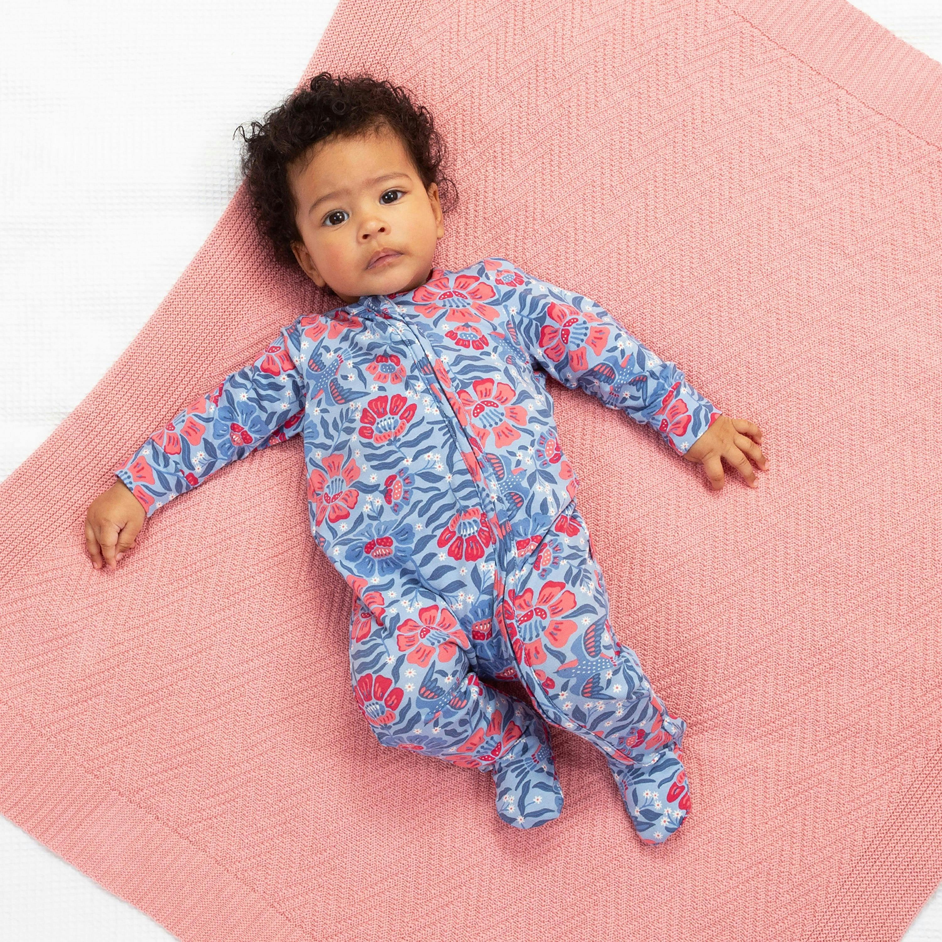 Kids Organic Heirloom Knit Blanket Dusky Pink , view 3 of 3