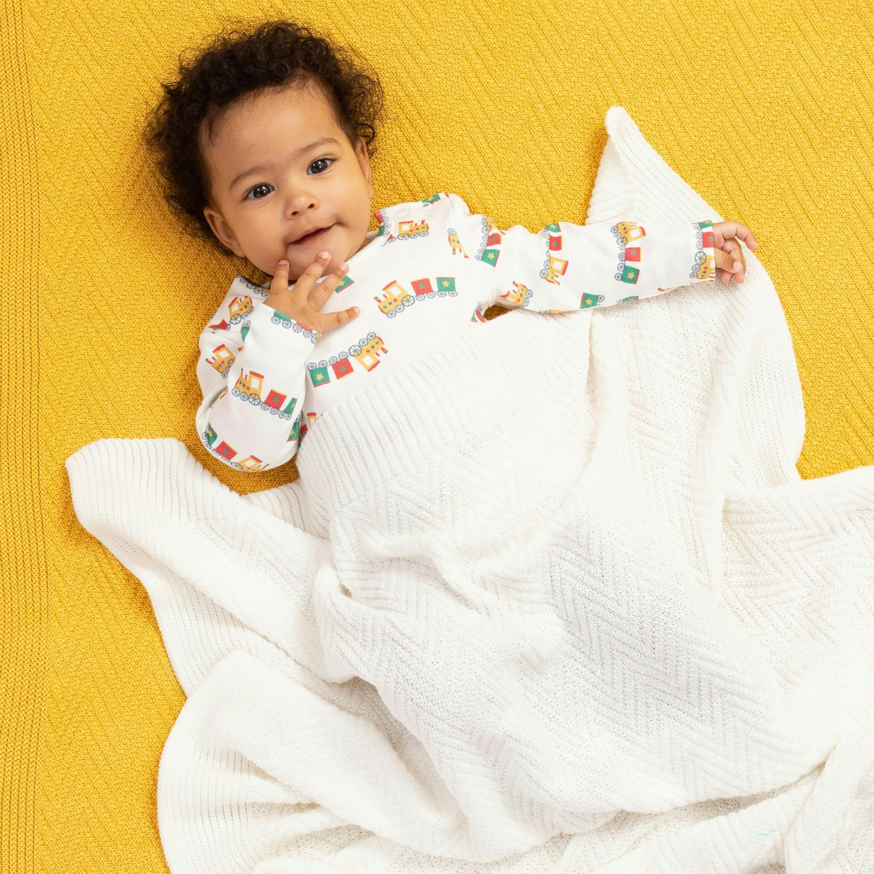 Baby Organic Heirloom Knit Blanket Off White , view 2 of 3