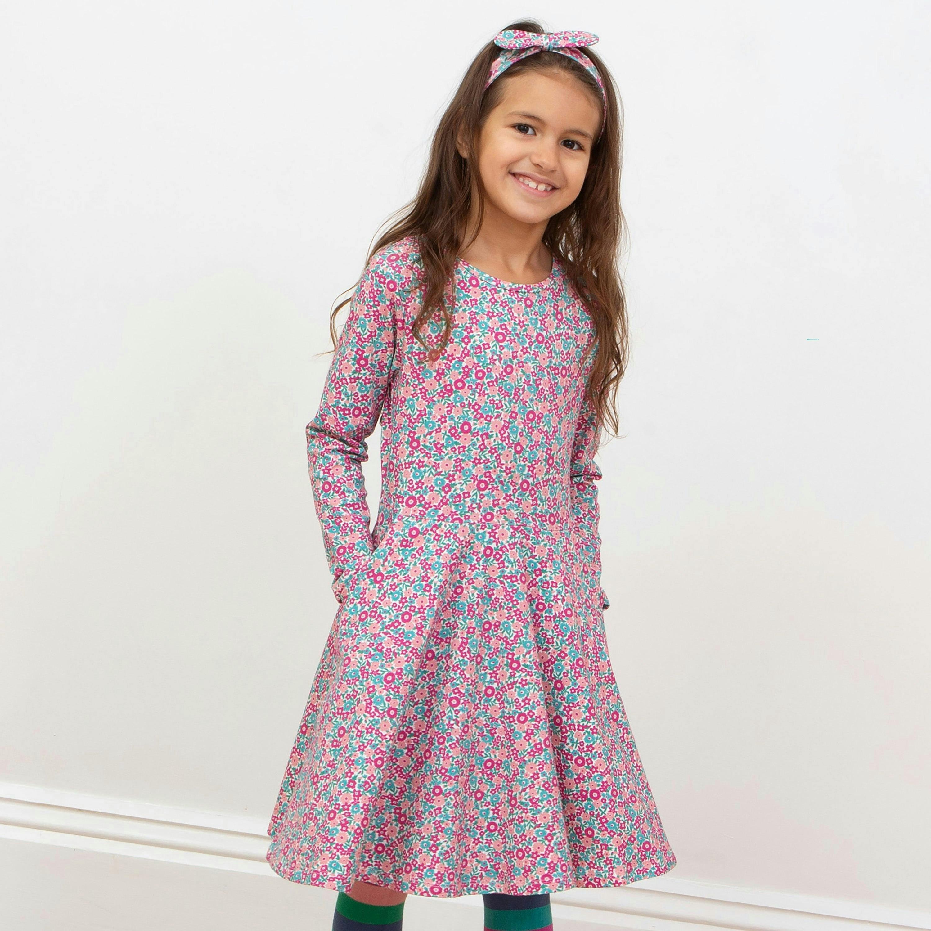 Kids Organic Ditsy Tales Skater Dress , view 3 of 5