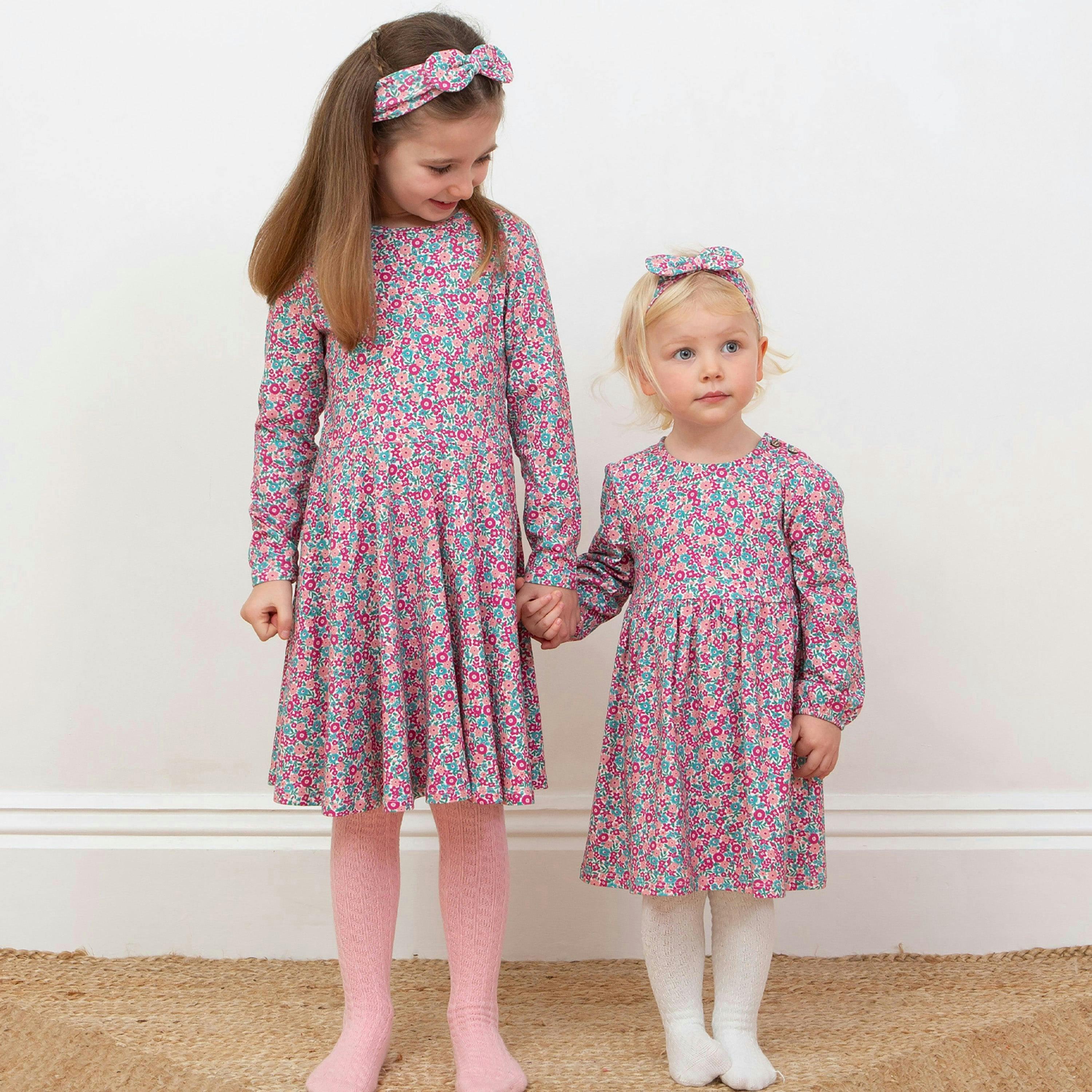 Kids Organic Ditsy Tales Skater Dress , view 4 of 5