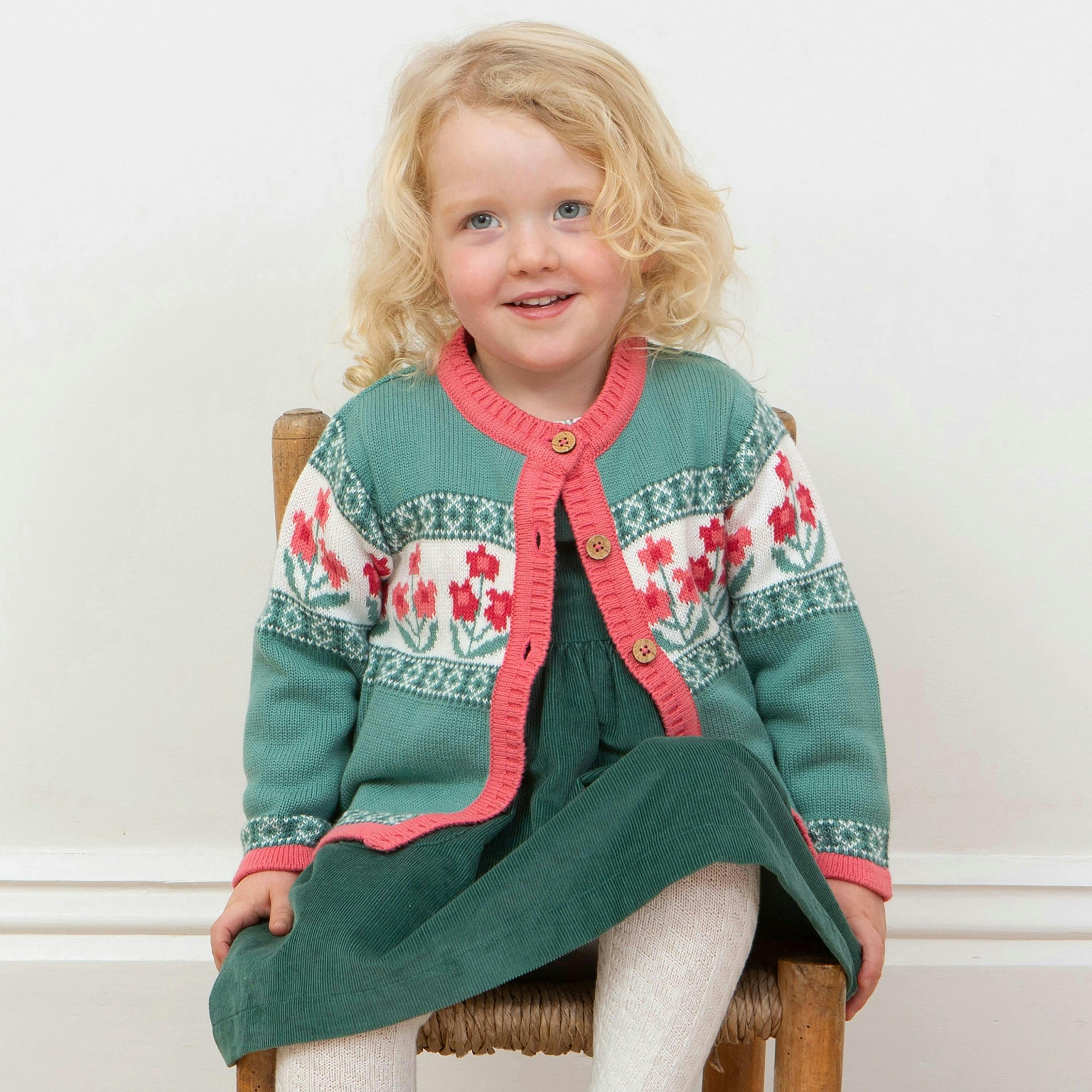 Kids Organic Rosey Posey Cardi , view 2 of 3