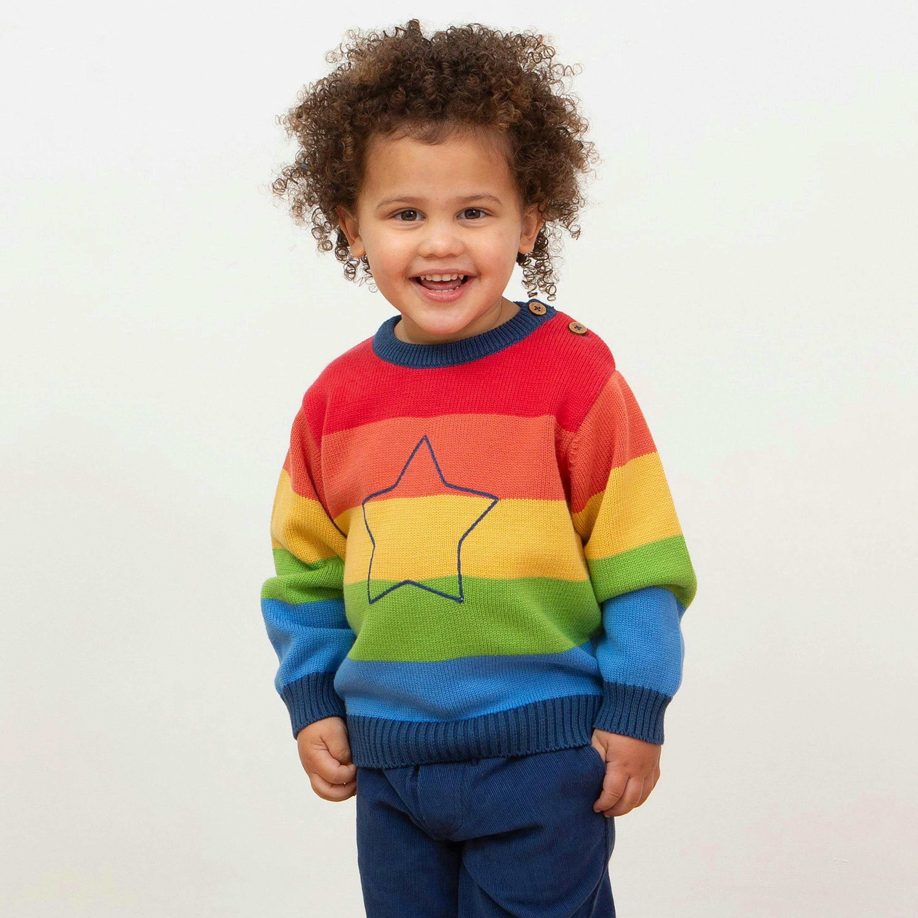 Kids Organic Rainbow Star Jumper , view 2 of 4