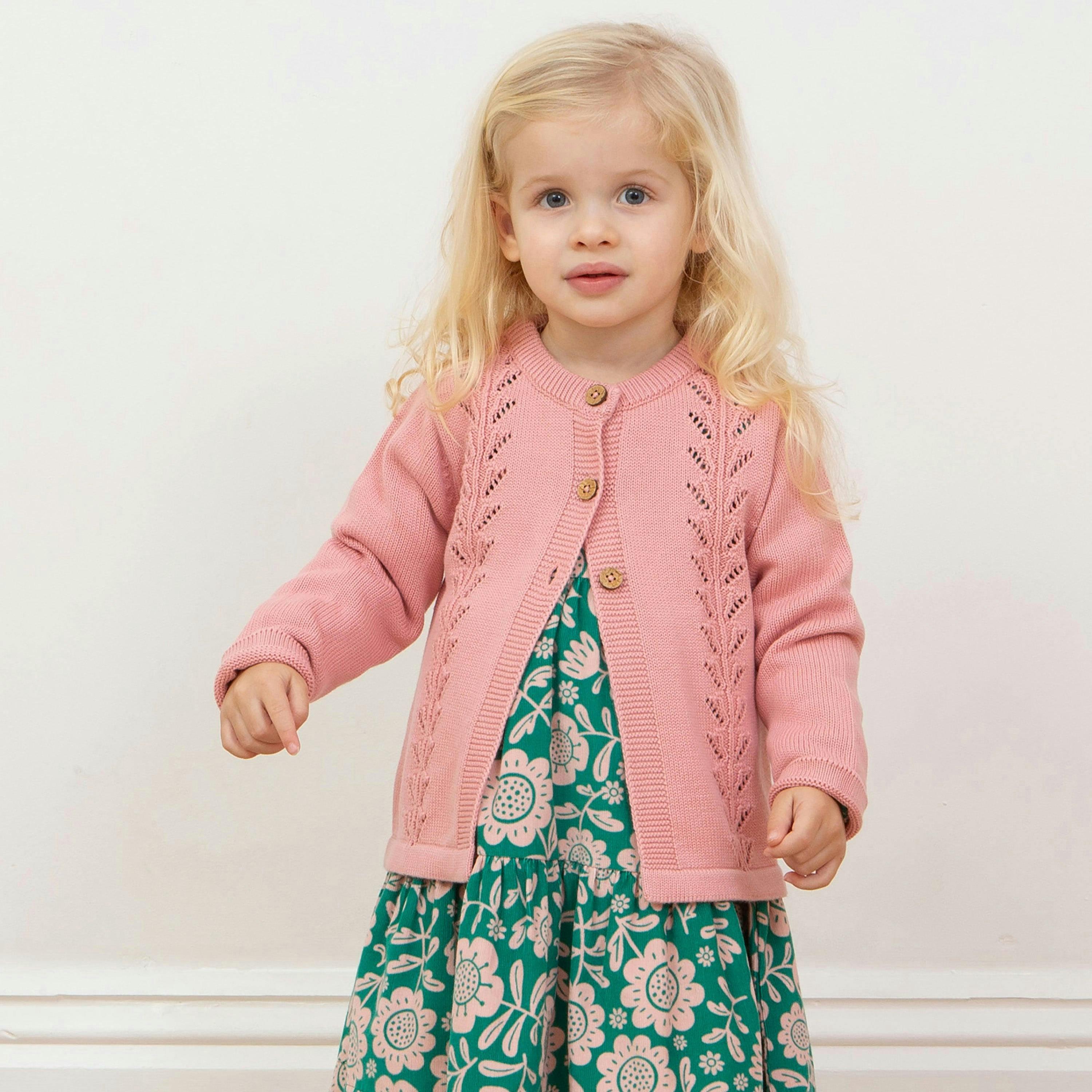 Kids Organic Together Cardi Dusky Pink , view 2 of 4