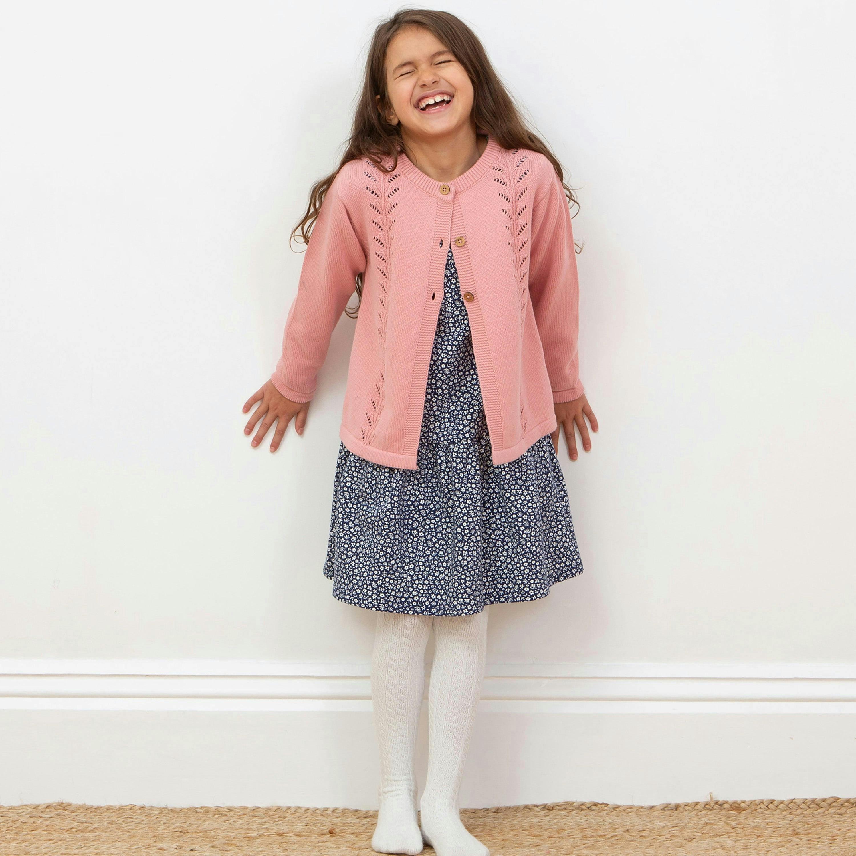 Kids Organic Together Cardi Dusky Pink , view 3 of 4