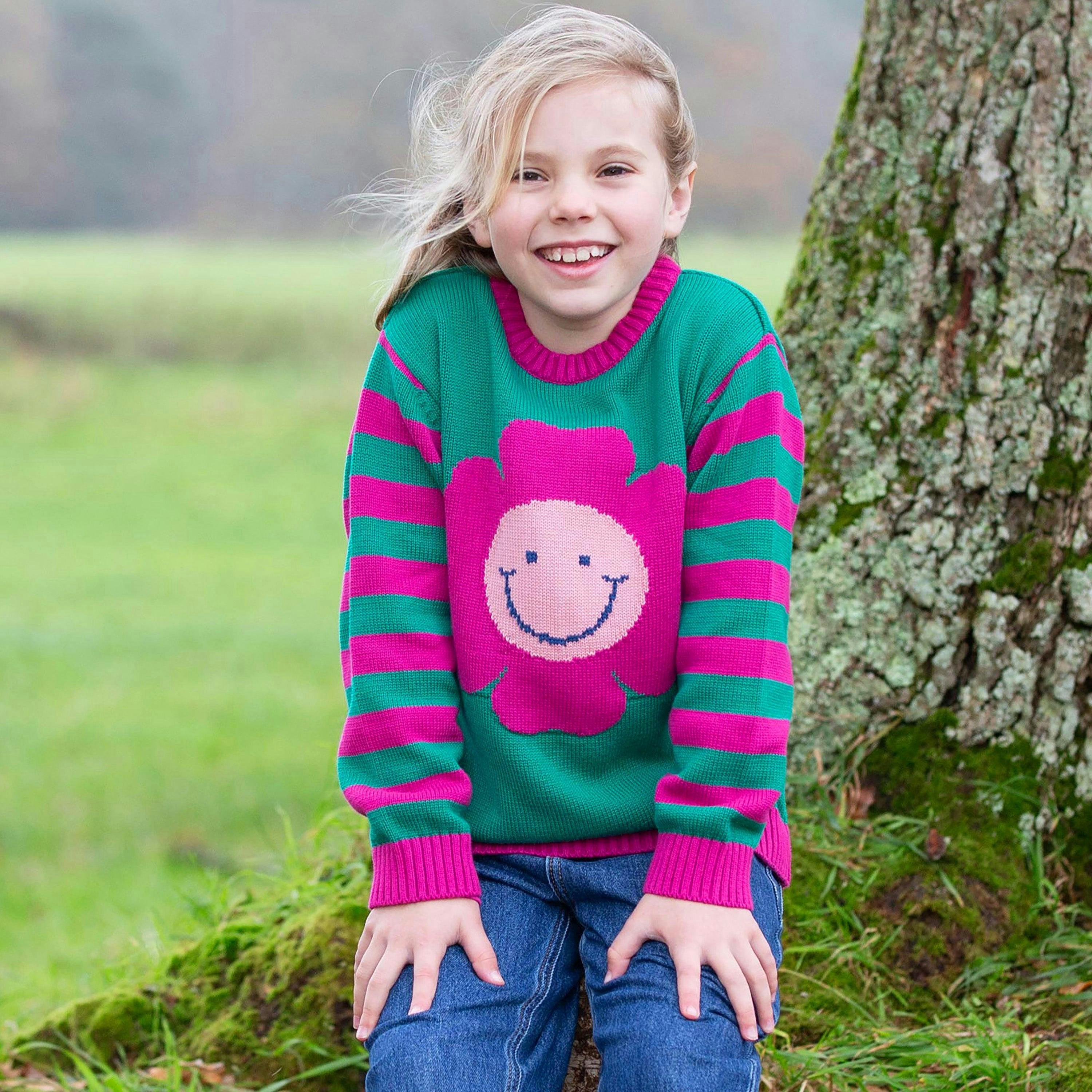 Kids Organic Happy Flower Jumper , view 2 of 4