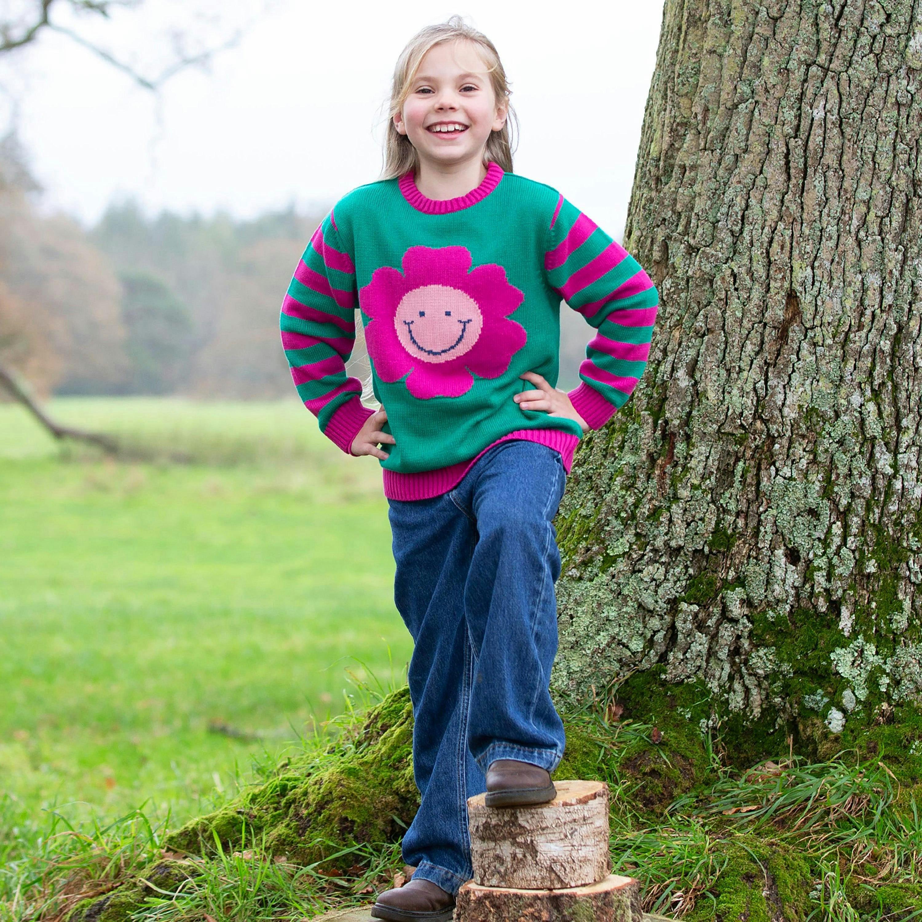 Kids Organic Happy Flower Jumper , view 3 of 4