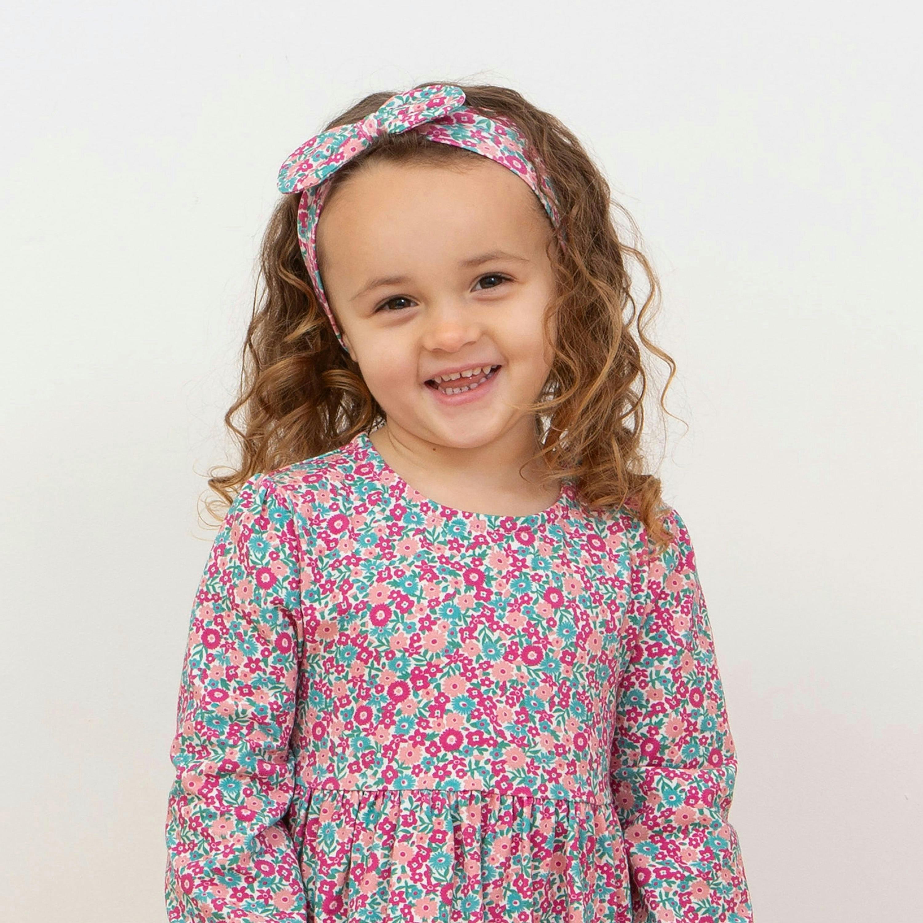 Kids Organic Ditsy Tales Bowband Pink , view 2 of 3