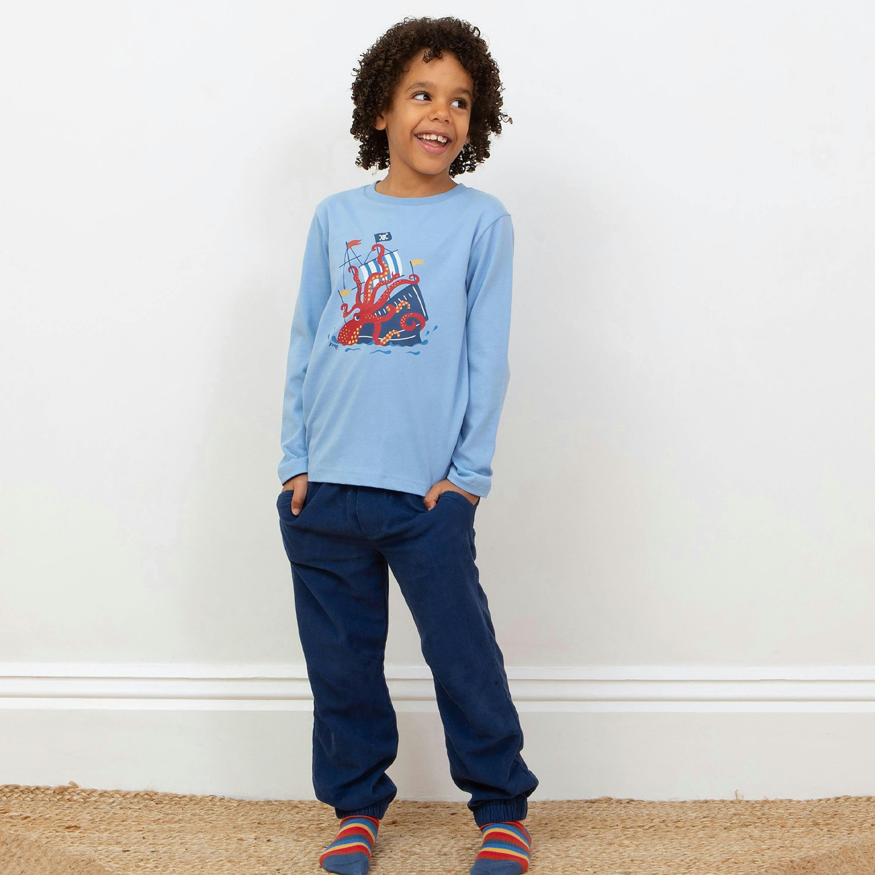 Kids Organic Cosy Cords Midnight , view 3 of 4