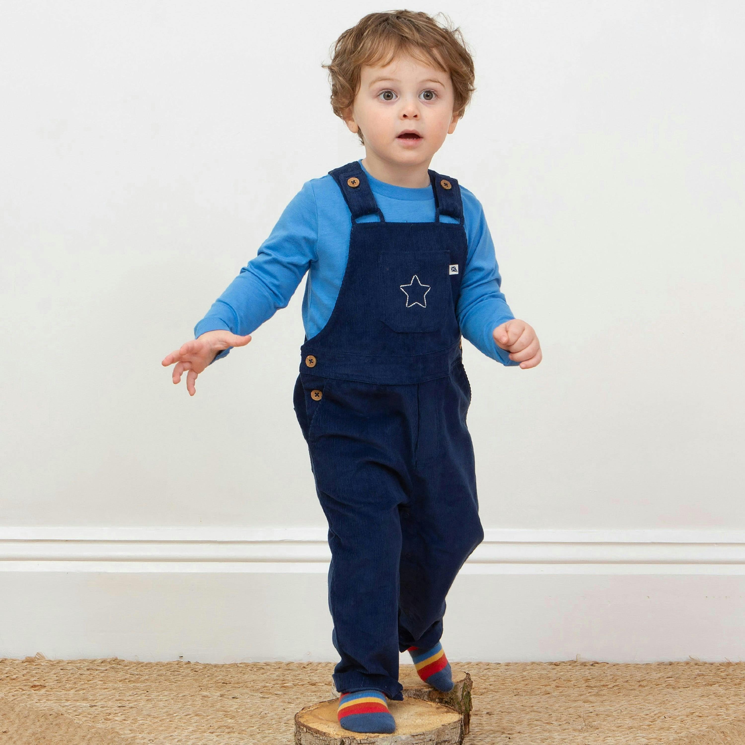 Kids Organic Star Dungarees , view 2 of 6