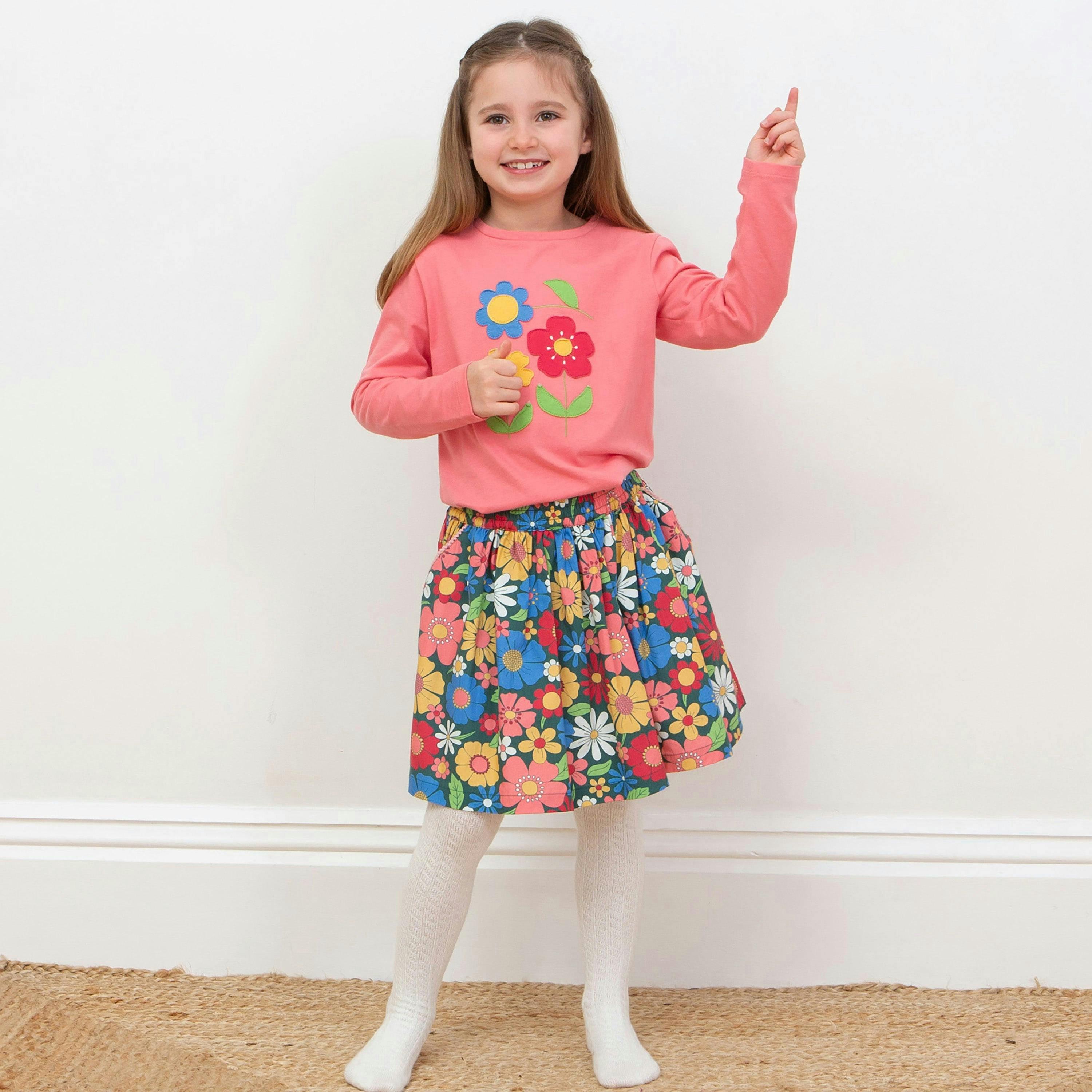 Kids Organic Flower Power Skirt , view 2 of 4