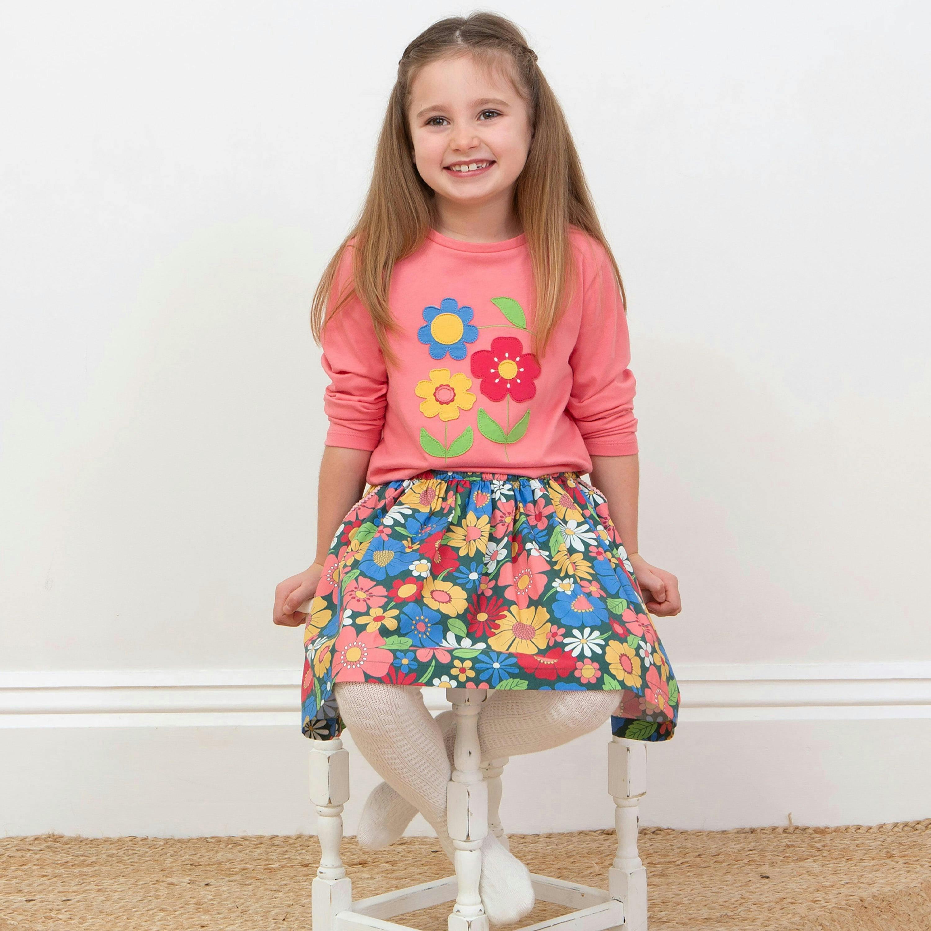 Kids Organic Flower Power Skirt , view 3 of 4