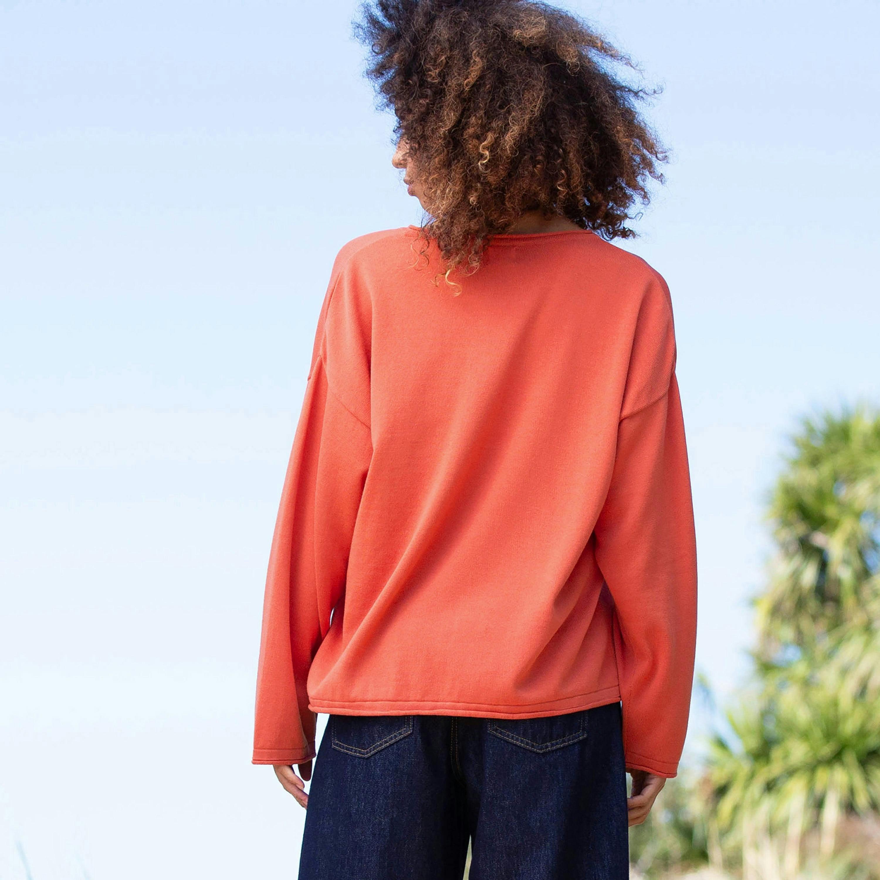 Organic Loscombe Knit Jumper Burnt Orange , view 5 of 5
