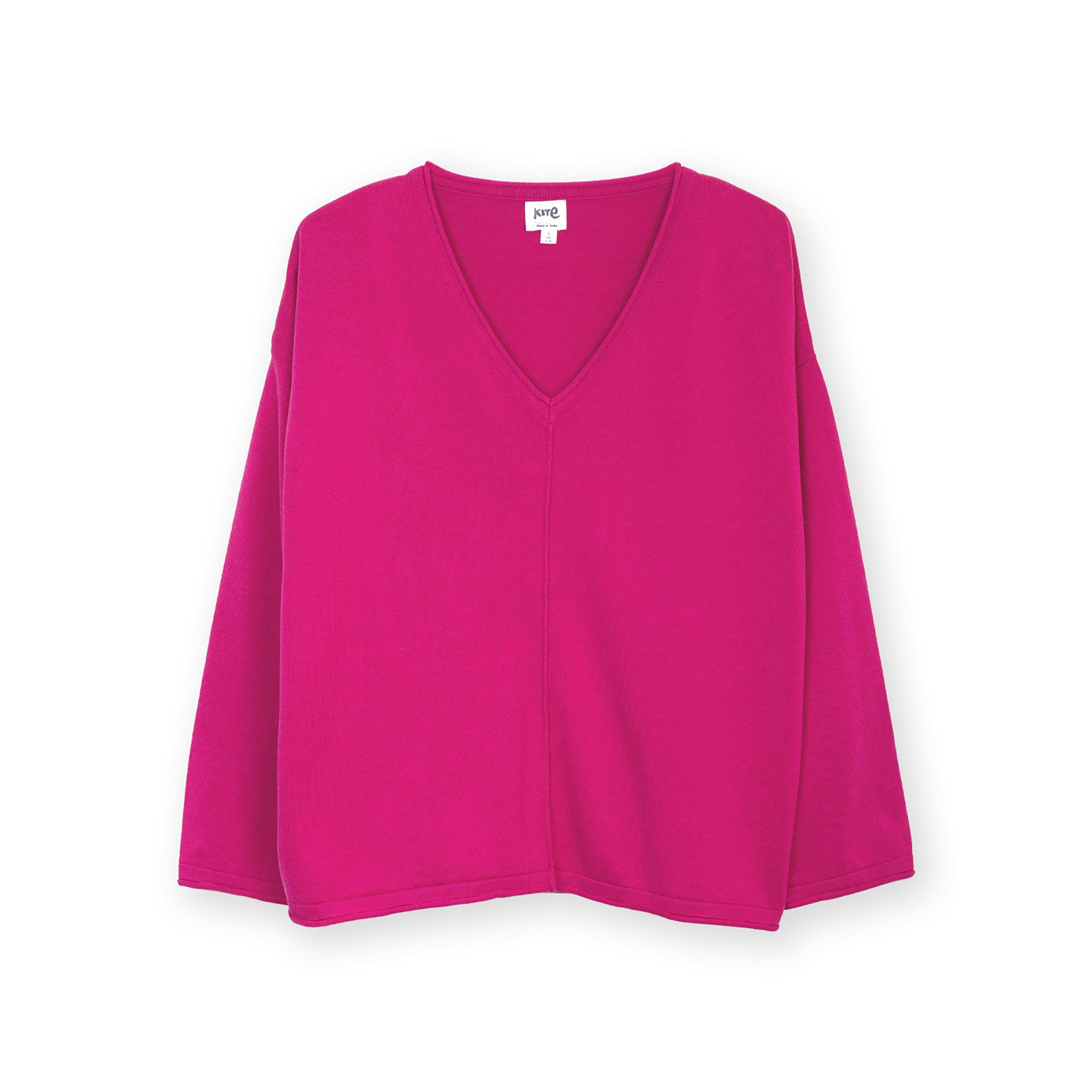 Organic Loscombe Knit Jumper Fuchsia , view 2 of 5