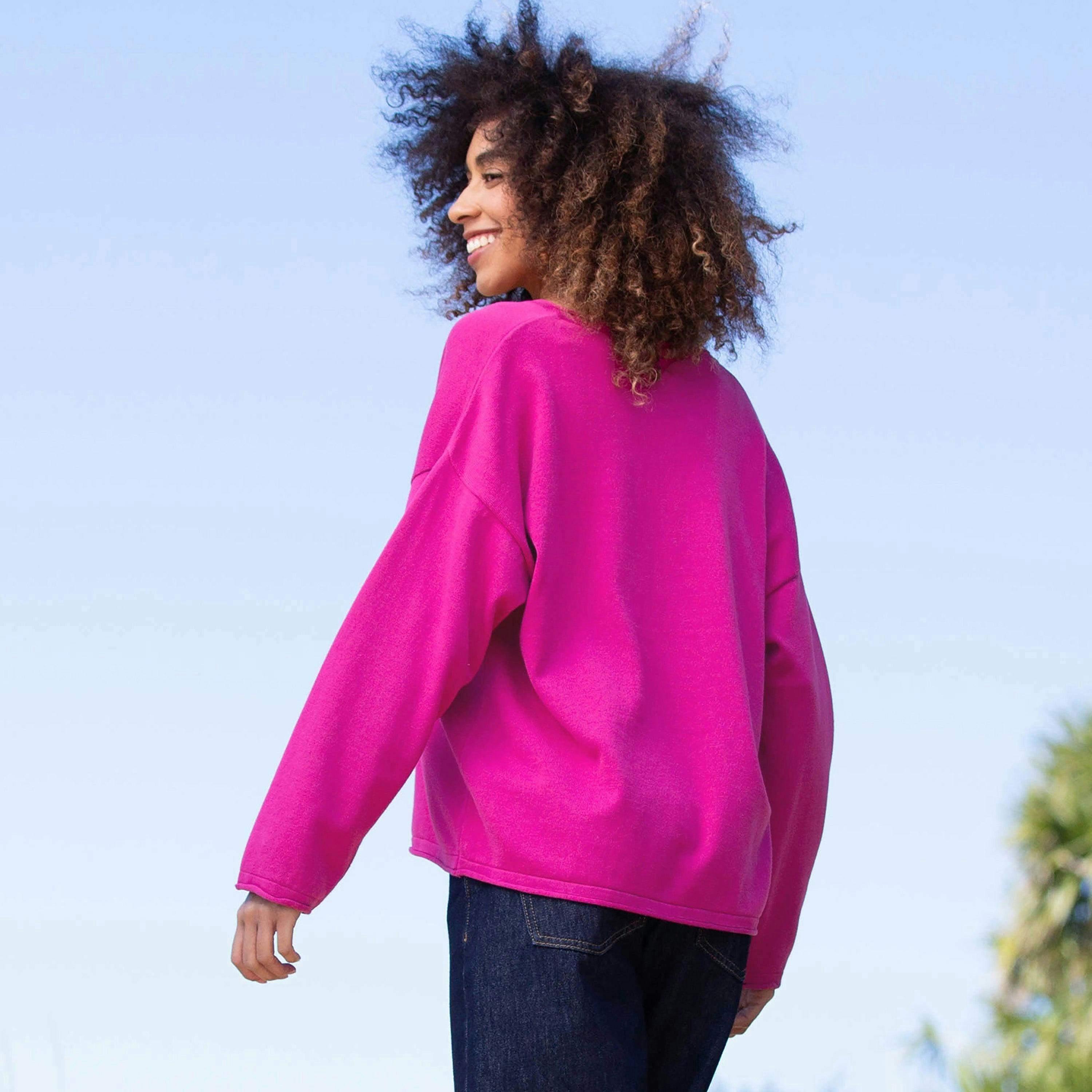 Organic Loscombe Knit Jumper Fuchsia , view 5 of 5