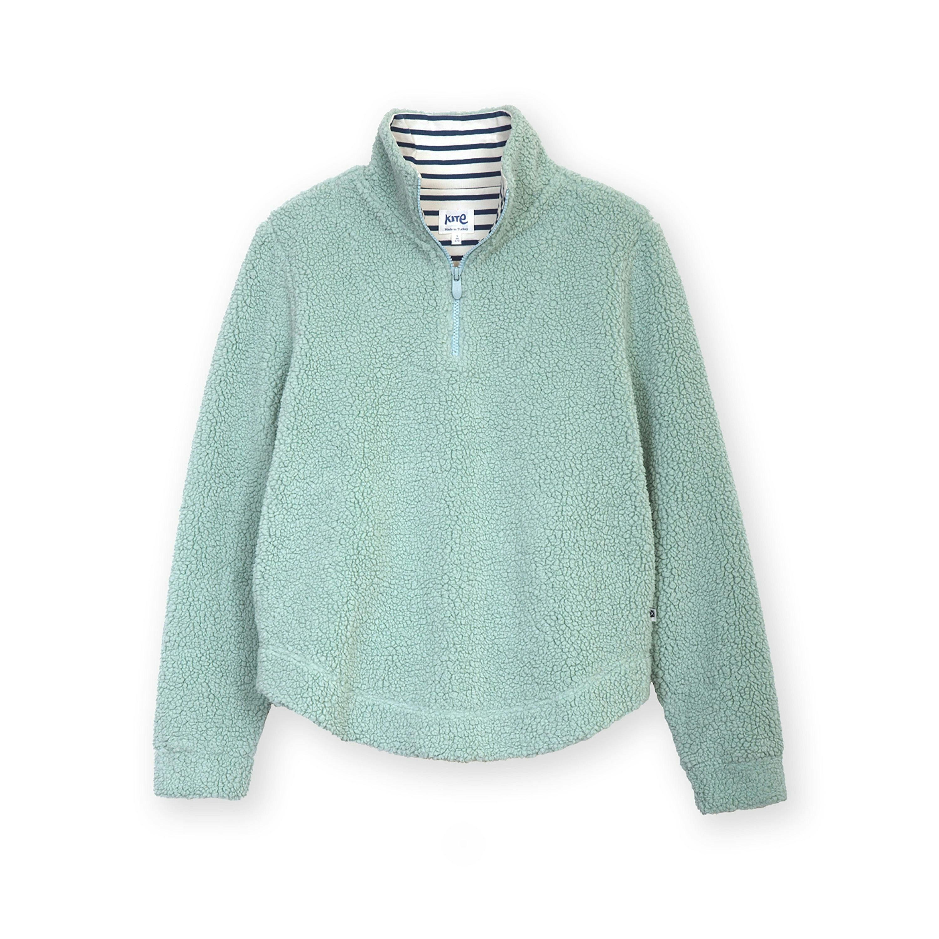 Purbeck 1/4 Zip Teddy Fleece Soft Thyme , view 2 of 4