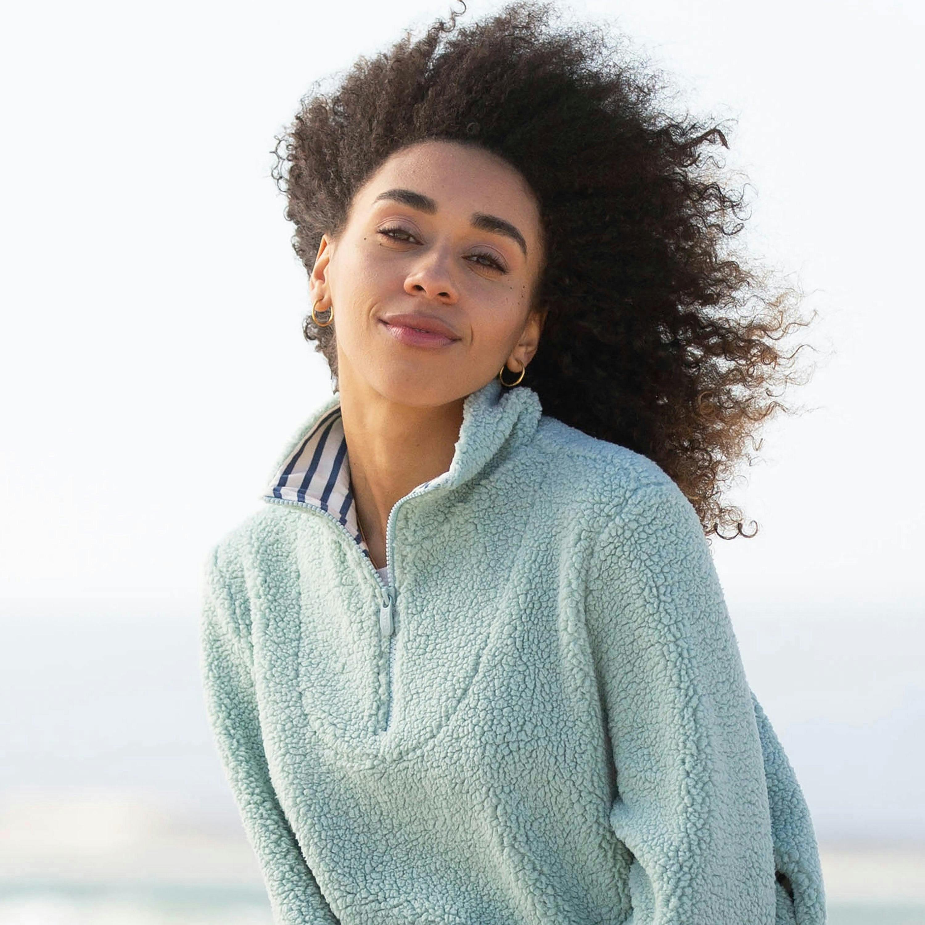Purbeck 1/4 Zip Teddy Fleece Soft Thyme , view 3 of 4