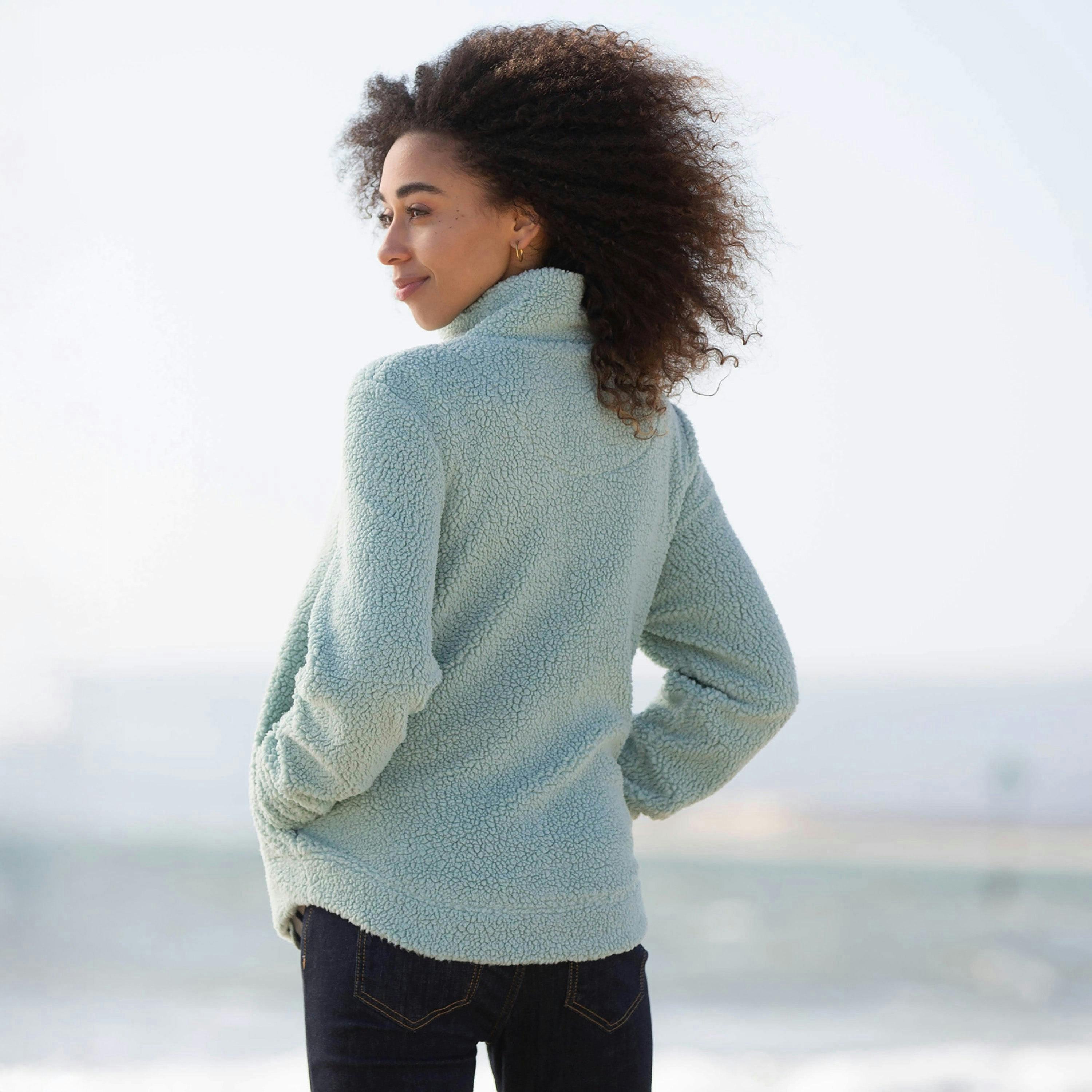 Purbeck 1/4 Zip Teddy Fleece Soft Thyme , view 4 of 4