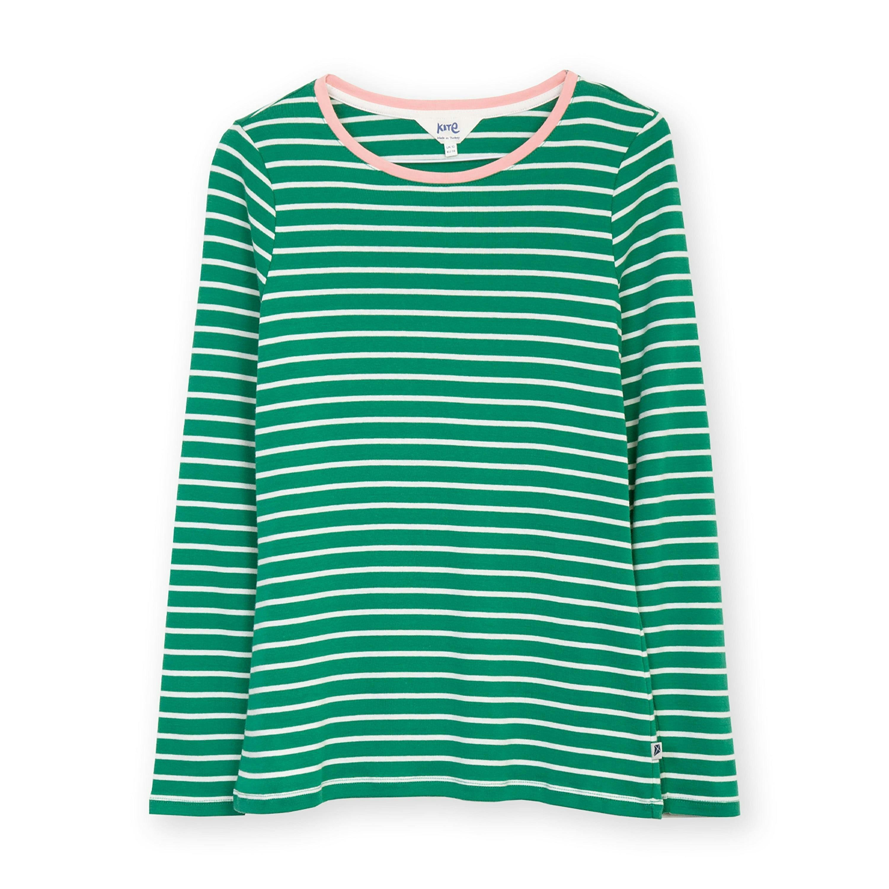 Organic Portesham Jersey Top Emerald Stripe , view 2 of 4
