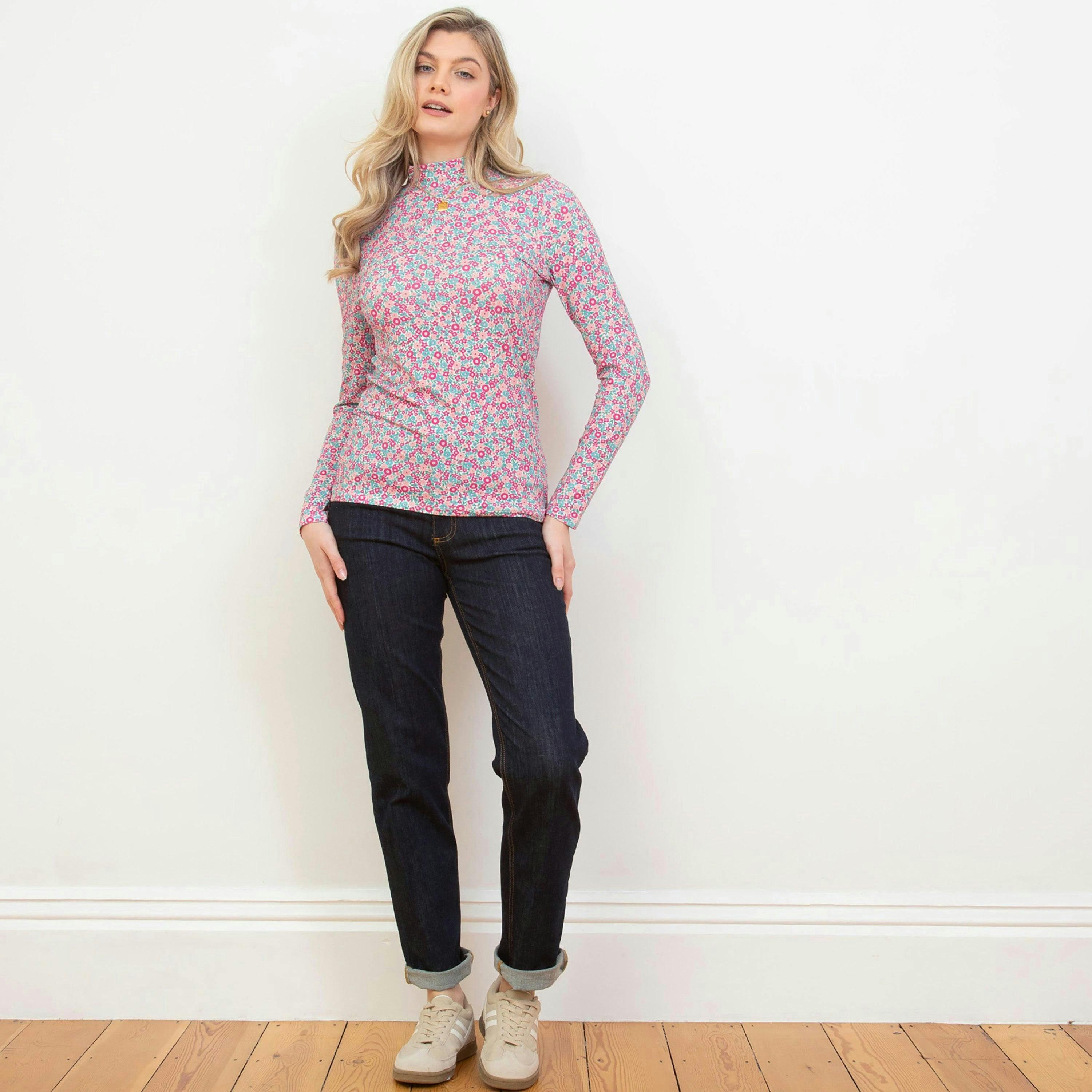 Organic Bagber Turtle Neck Jersey Top Ditsy Tales , view 3 of 4