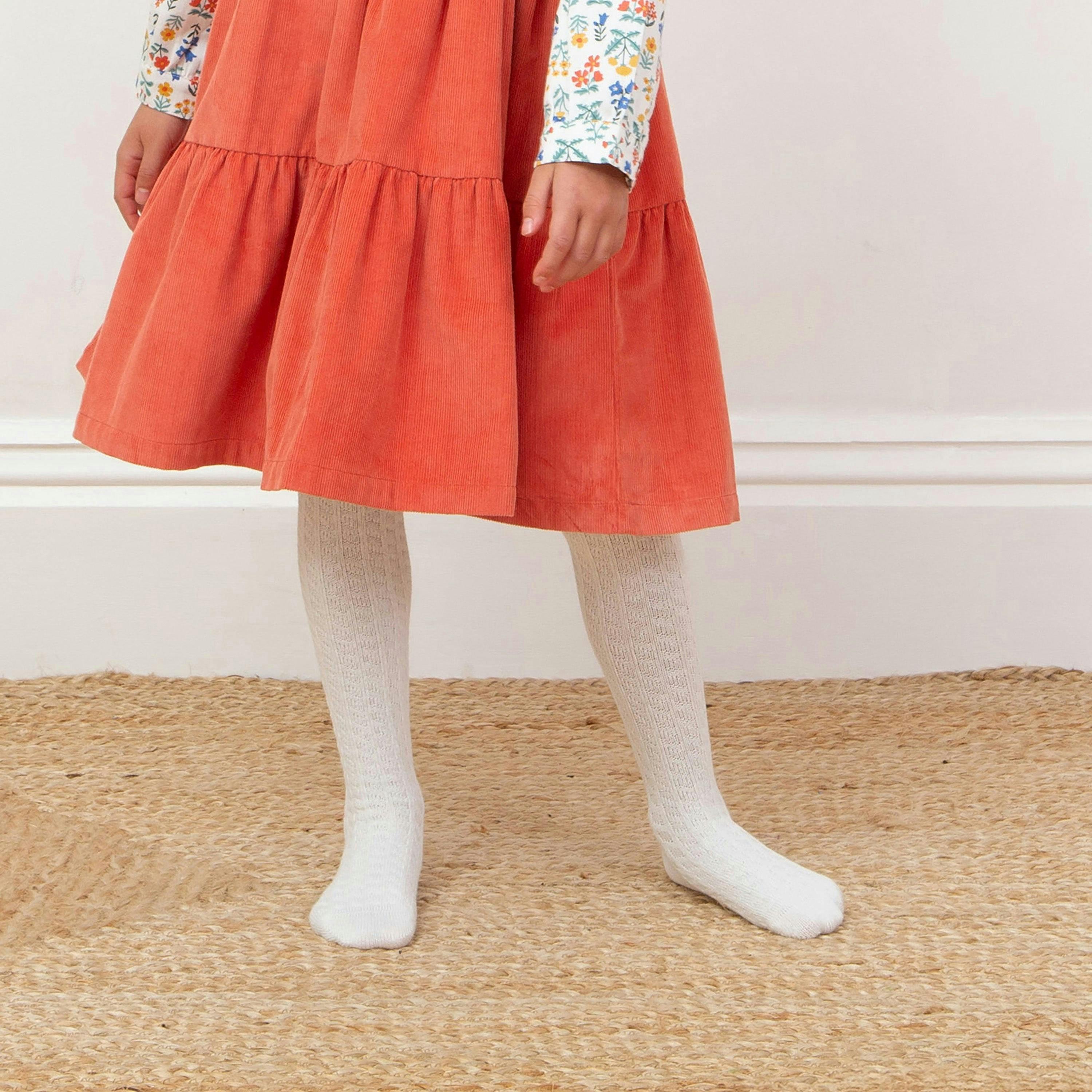 Kids Organic Cable Tights Off White , view 2 of 4