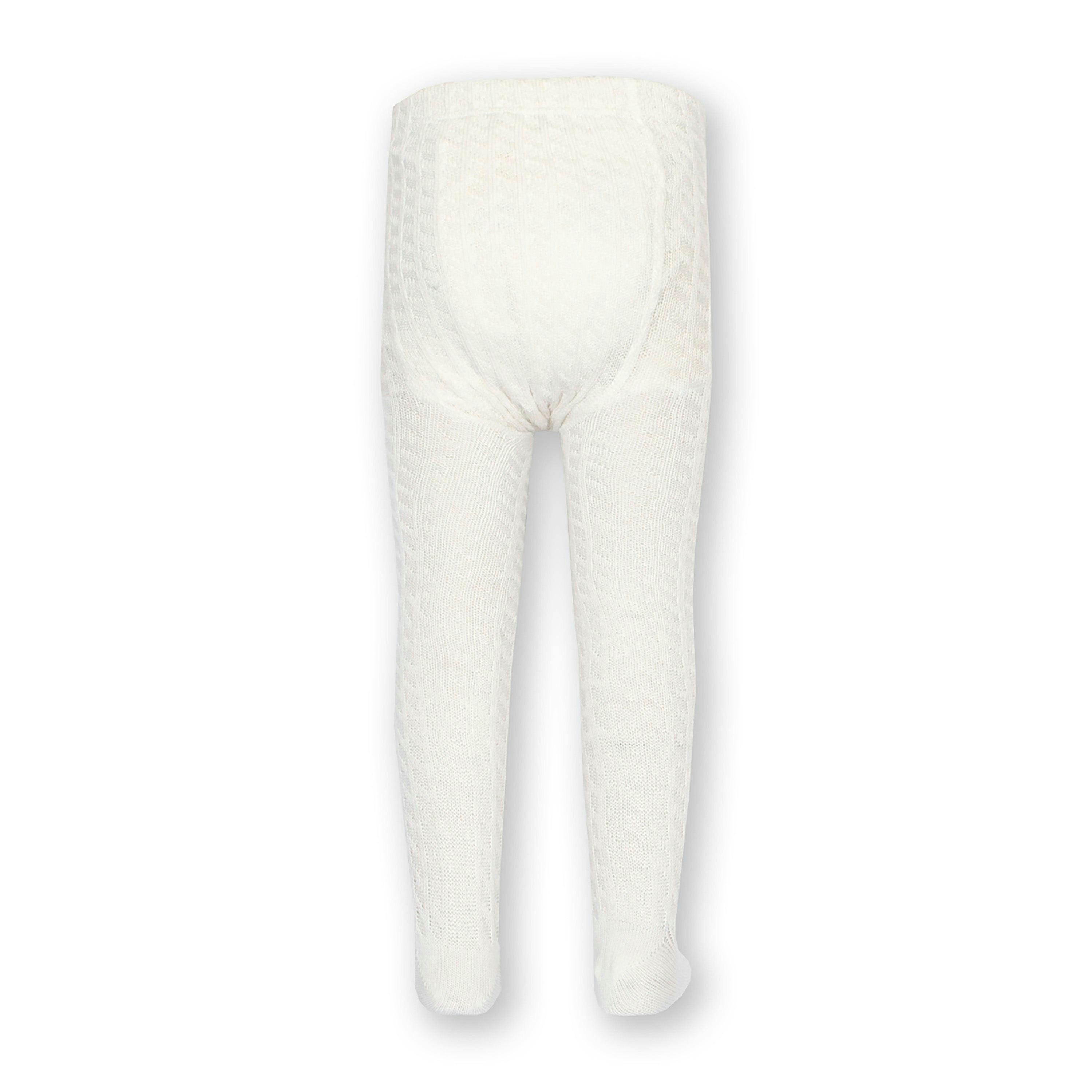Kids Organic Cable Tights Off White , view 4 of 4