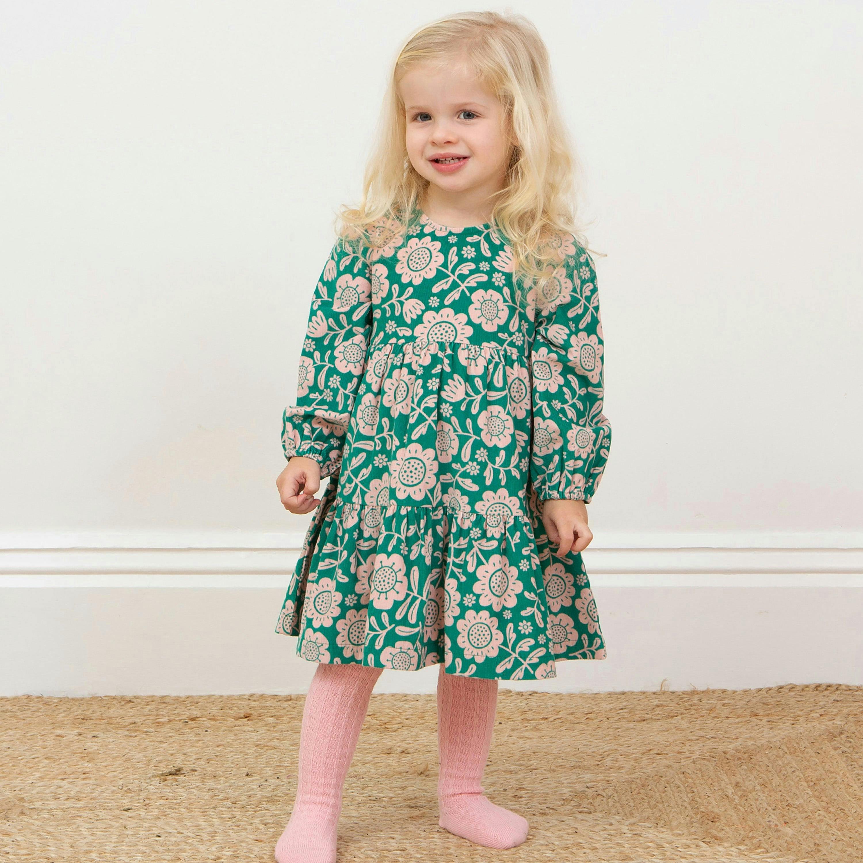 Kids Organic Cable Tights Dusky Pink , view 3 of 4
