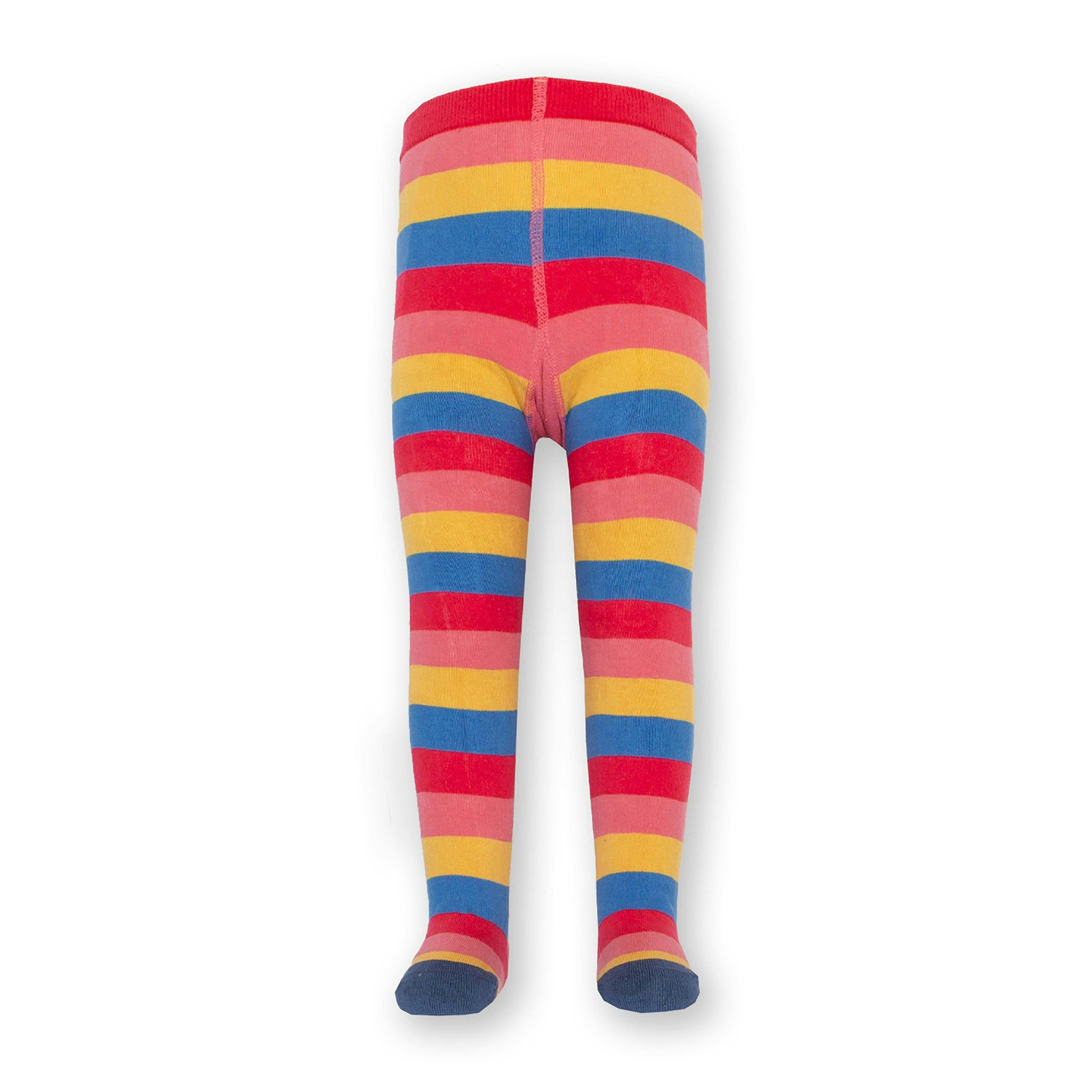 Kids Organic Stripy Tights Rose Pink , view 4 of 4