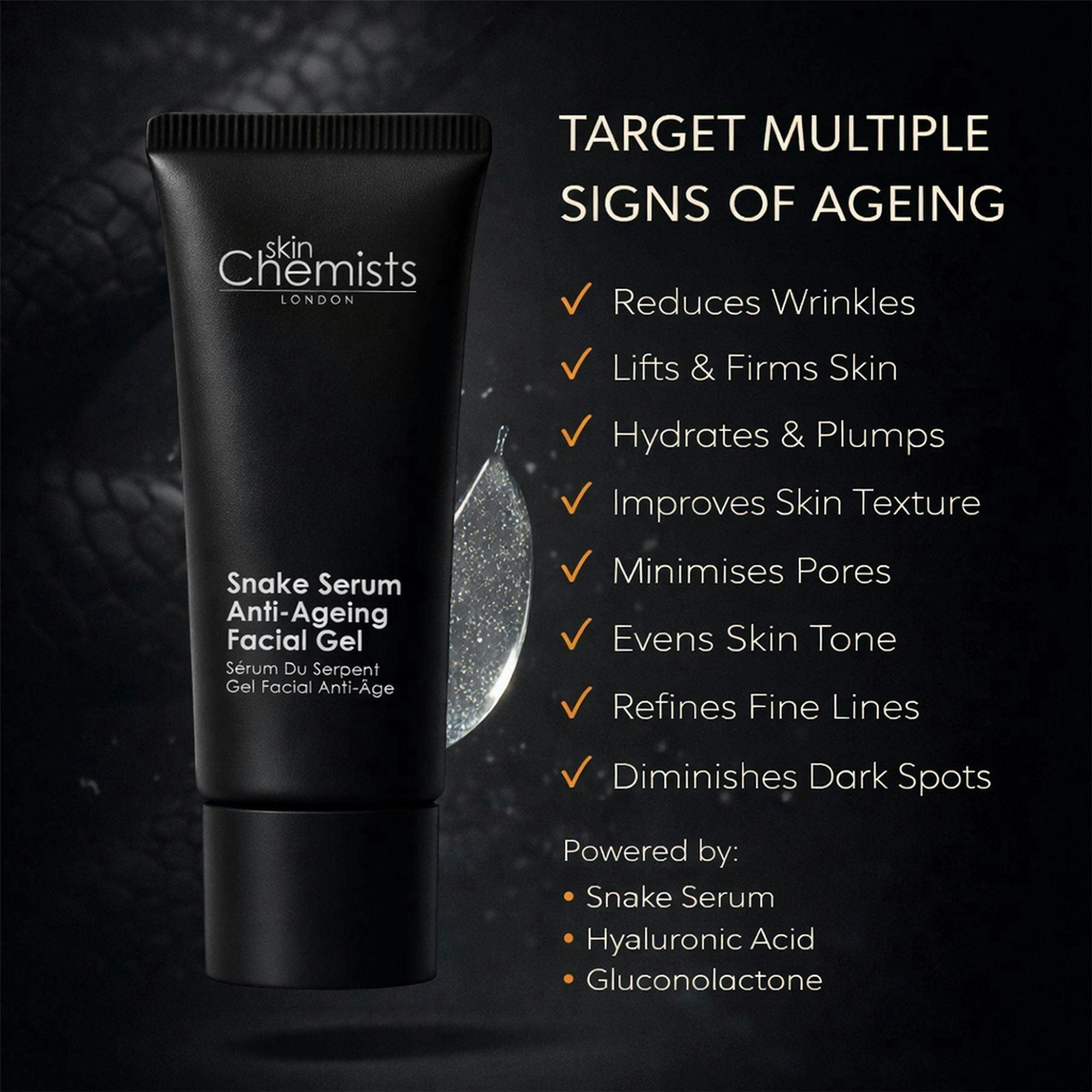 skinChemists Snake Serum Anti-Ageing Facial Gel 30ml , view 4 of 6