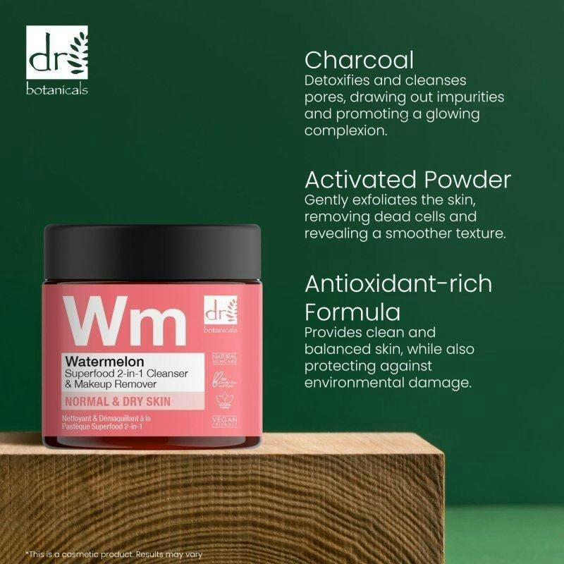 Dr. Botanicals Watermelon Superfood Anti-Ageing 2-In-1 Cleanser & Makeup Remover 60ml , view 2 of 6
