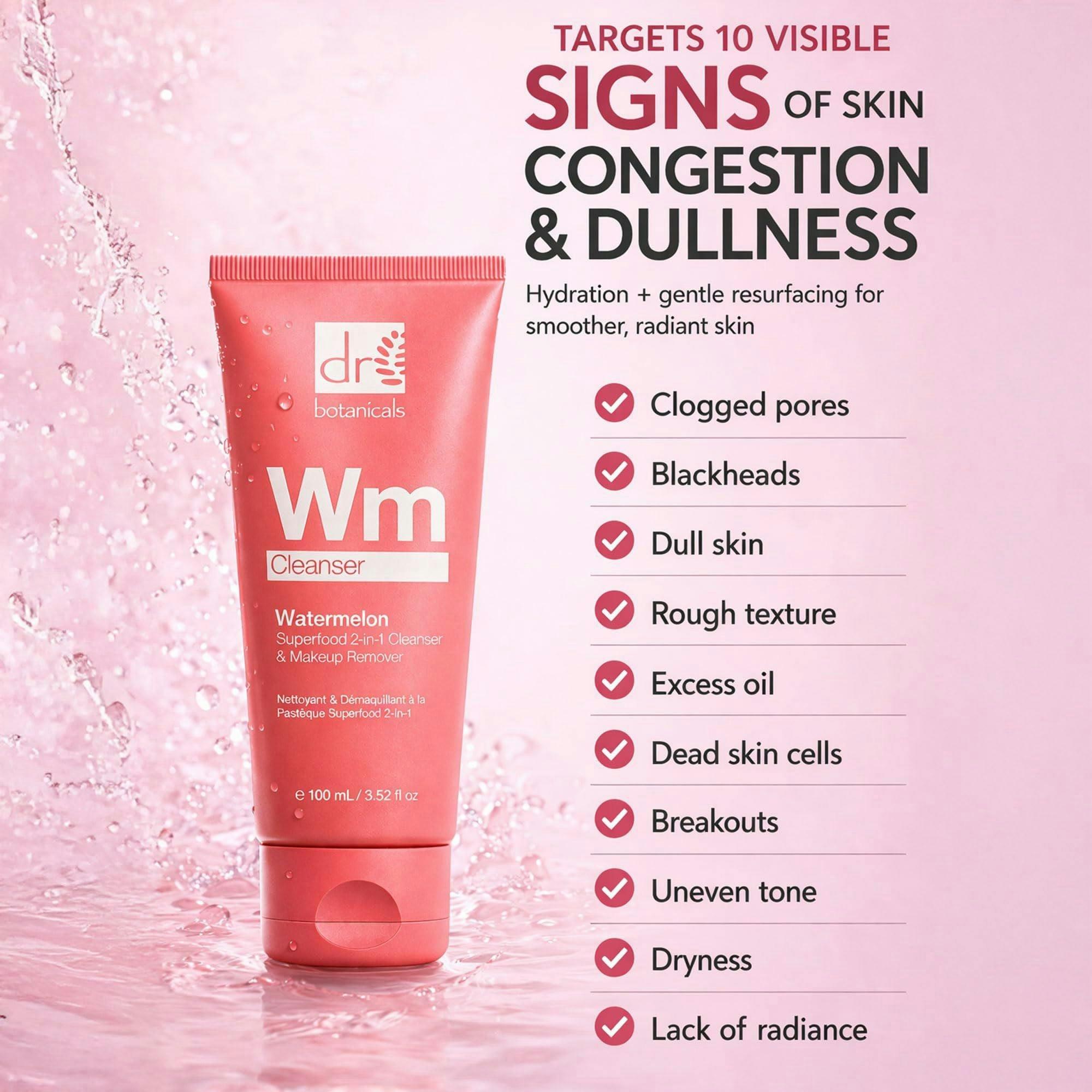 Dr. Botanicals Watermelon Anti-Ageing 2-in-1 Cleanser with Glycolic Acid, Salicylic Acid 100ml , view 5 of 6