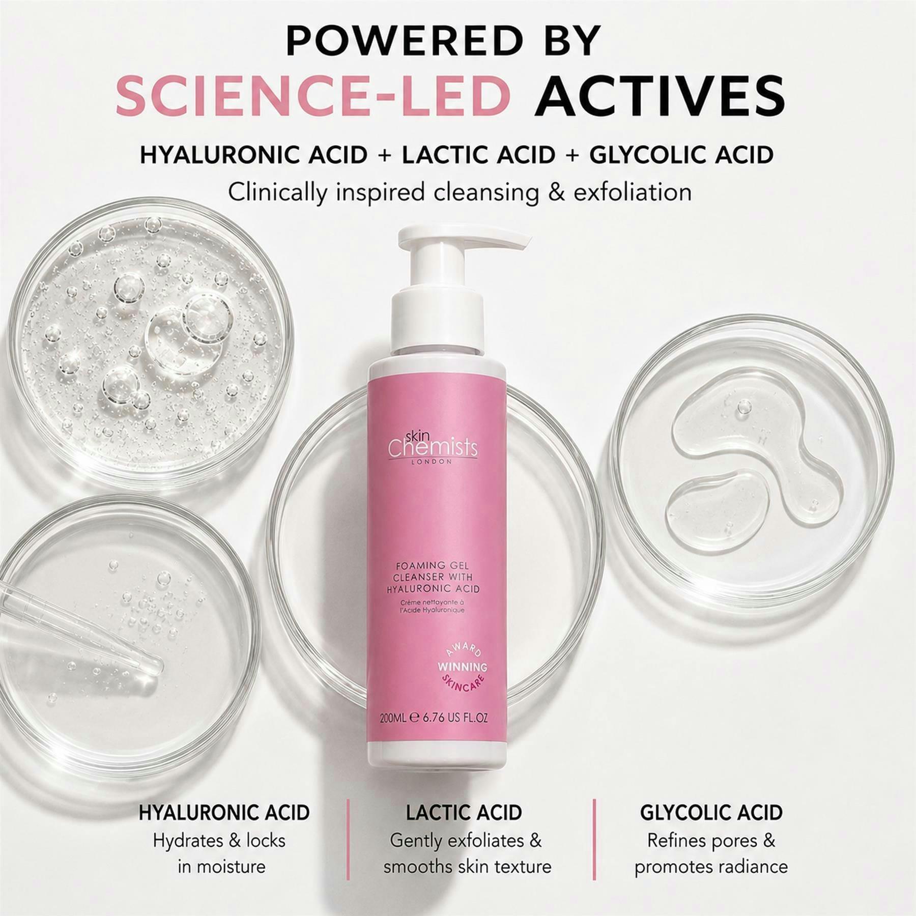 skinChemists Anti-Ageing Foaming Gel Cleanser Hyaluronic Acid 200ml , view 2 of 5