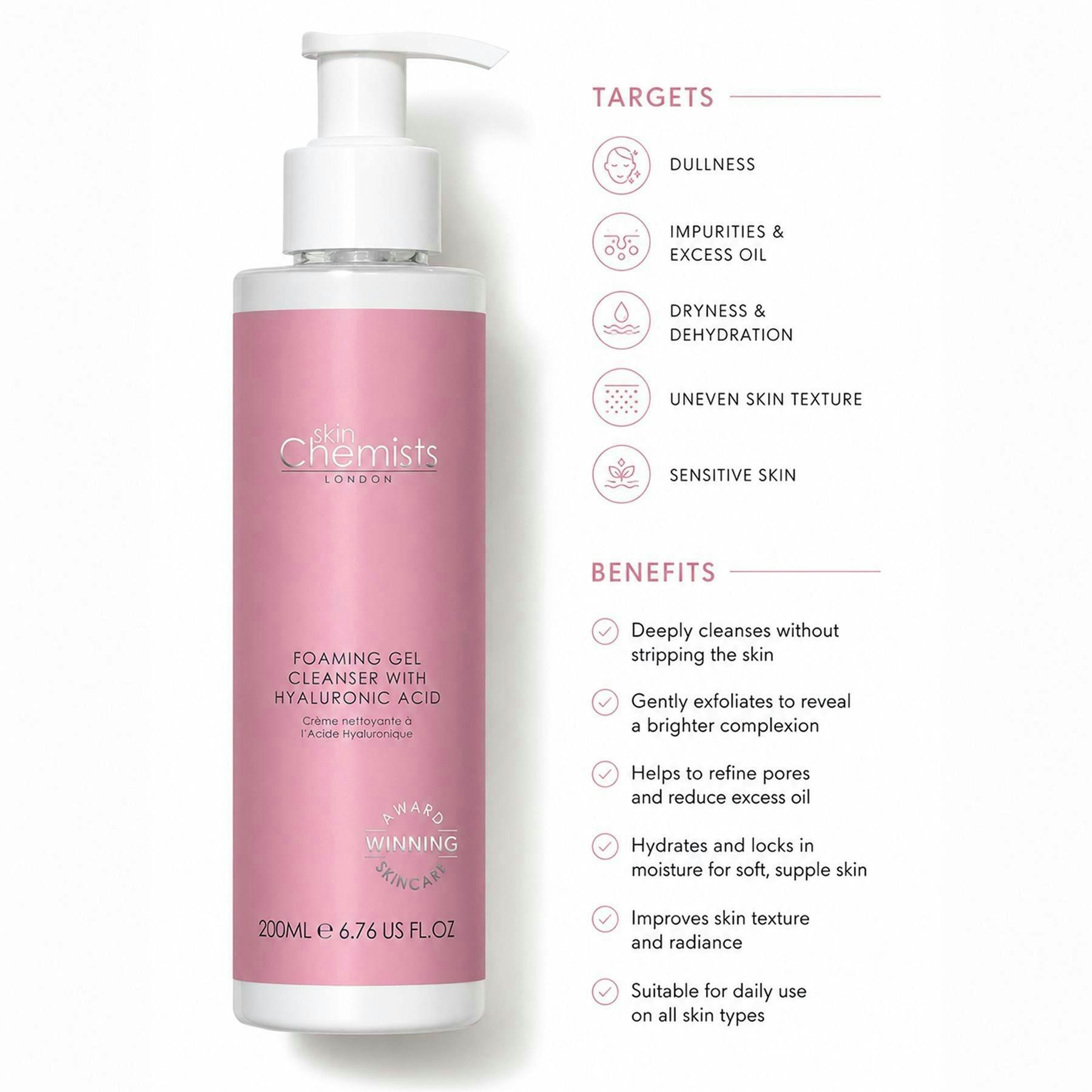 skinChemists Anti-Ageing Foaming Gel Cleanser Hyaluronic Acid 200ml , view 5 of 5