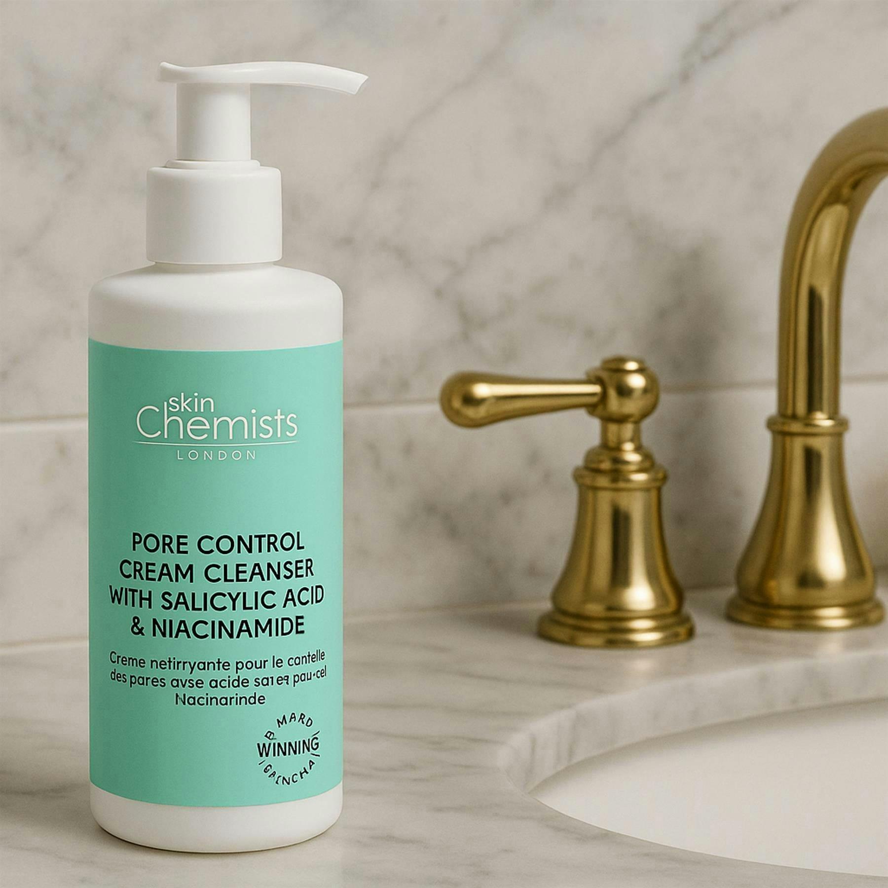 skinChemists Anti-Ageing Pore Control Cream Cleanser with Salicylic Acid & Niacinamide 200ml , view 3 of 5