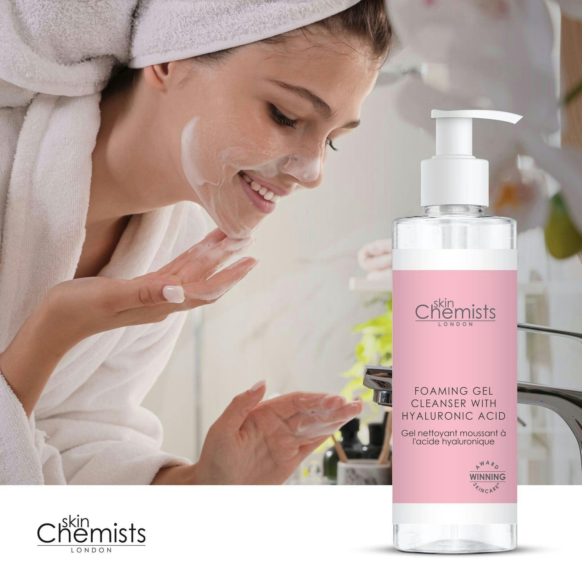 skinChemists Foaming Anti-Ageing Gel Cleanser with Hyaluronic Acid 200ml , view 3 of 5