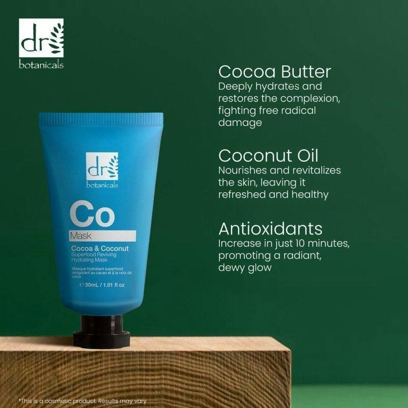 Dr. Botanicals Cocoa & Coconut Anti-Ageing Superfood Reviving Hydrating Mask 30ml , view 2 of 6