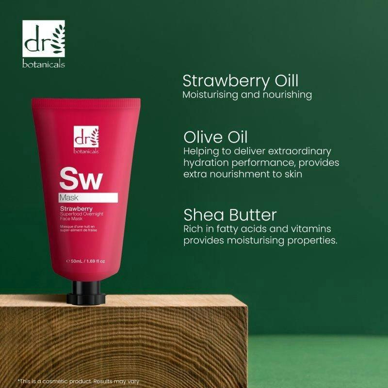 Dr. Botanicals Strawberry Anti-Ageing Overnight Face Mask 50ml , view 2 of 6
