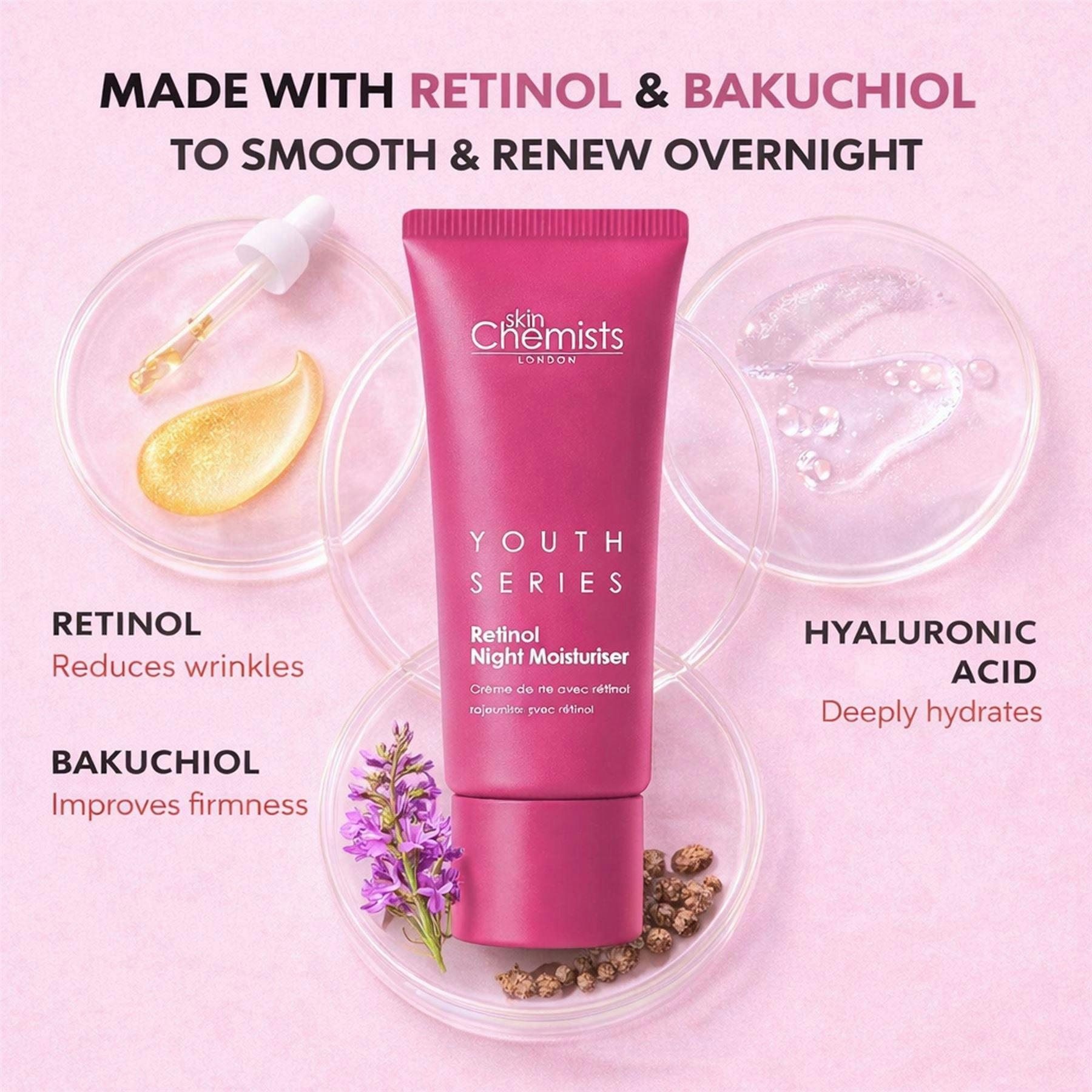 skinChemists Retinol Bakuchiol Anti-Ageing Night Moisturiser 50ml , view 3 of 6