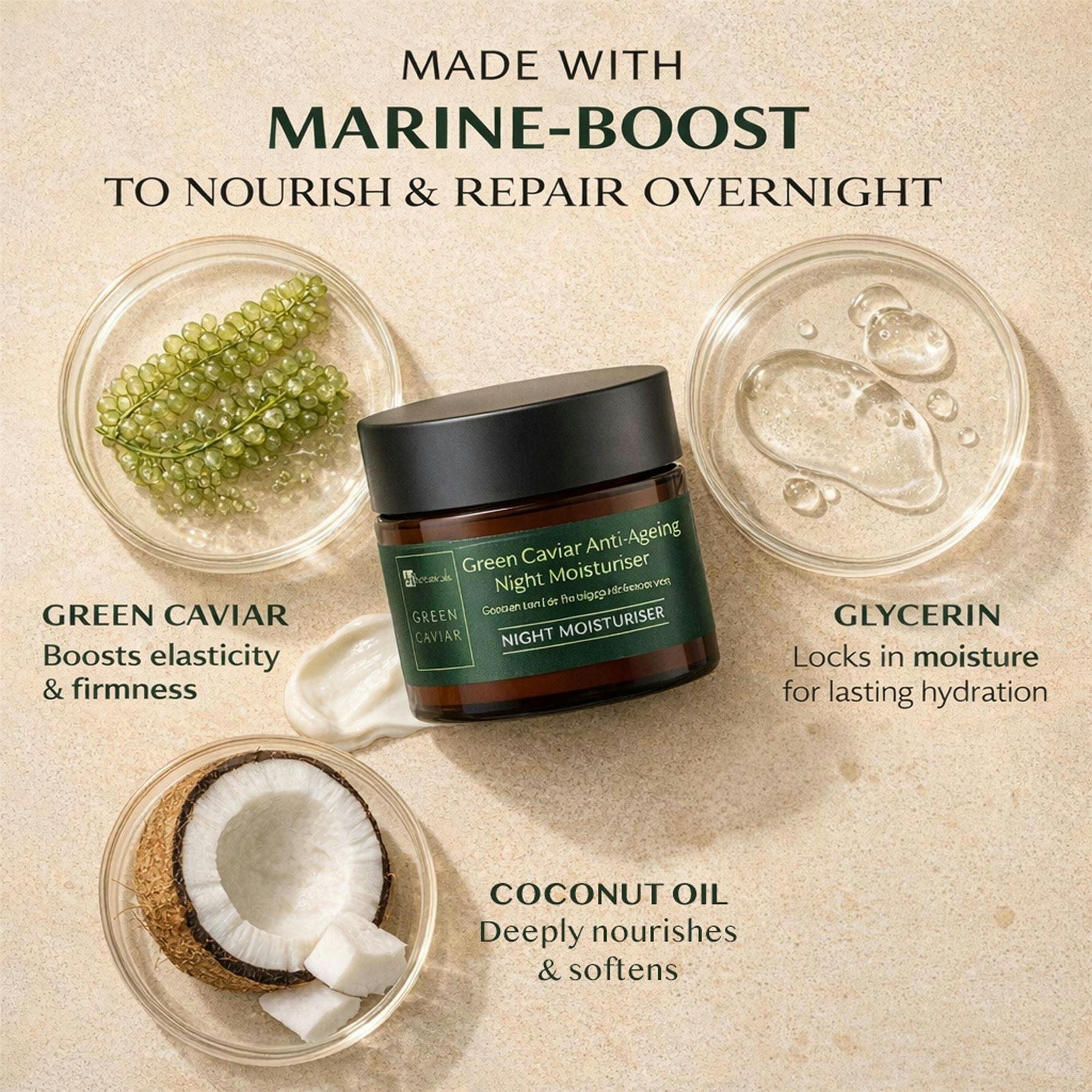 Dr. Botanicals Green Caviar & Argan Oil Anti-Oxidant Anti-Ageing Night Cream 50ml , view 2 of 5