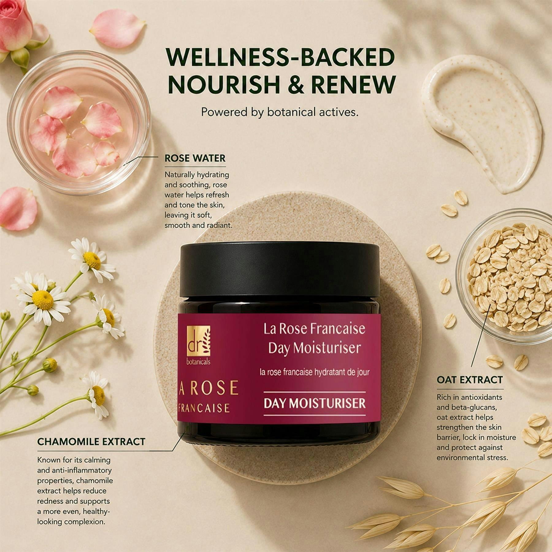 Dr. Botanicals La Rose Francaise Anti-Ageing Day Moisturiser 50ml , view 2 of 6