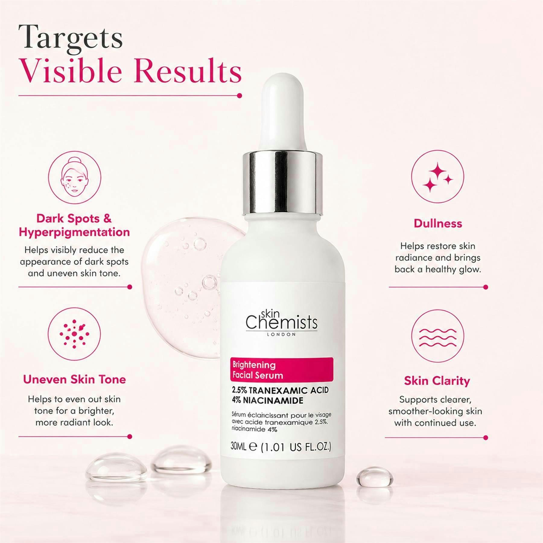 skinChemists Brightening Tranexamic Acid 2.5%, Niacinamide 4% Facial Serum 30ml , view 4 of 6