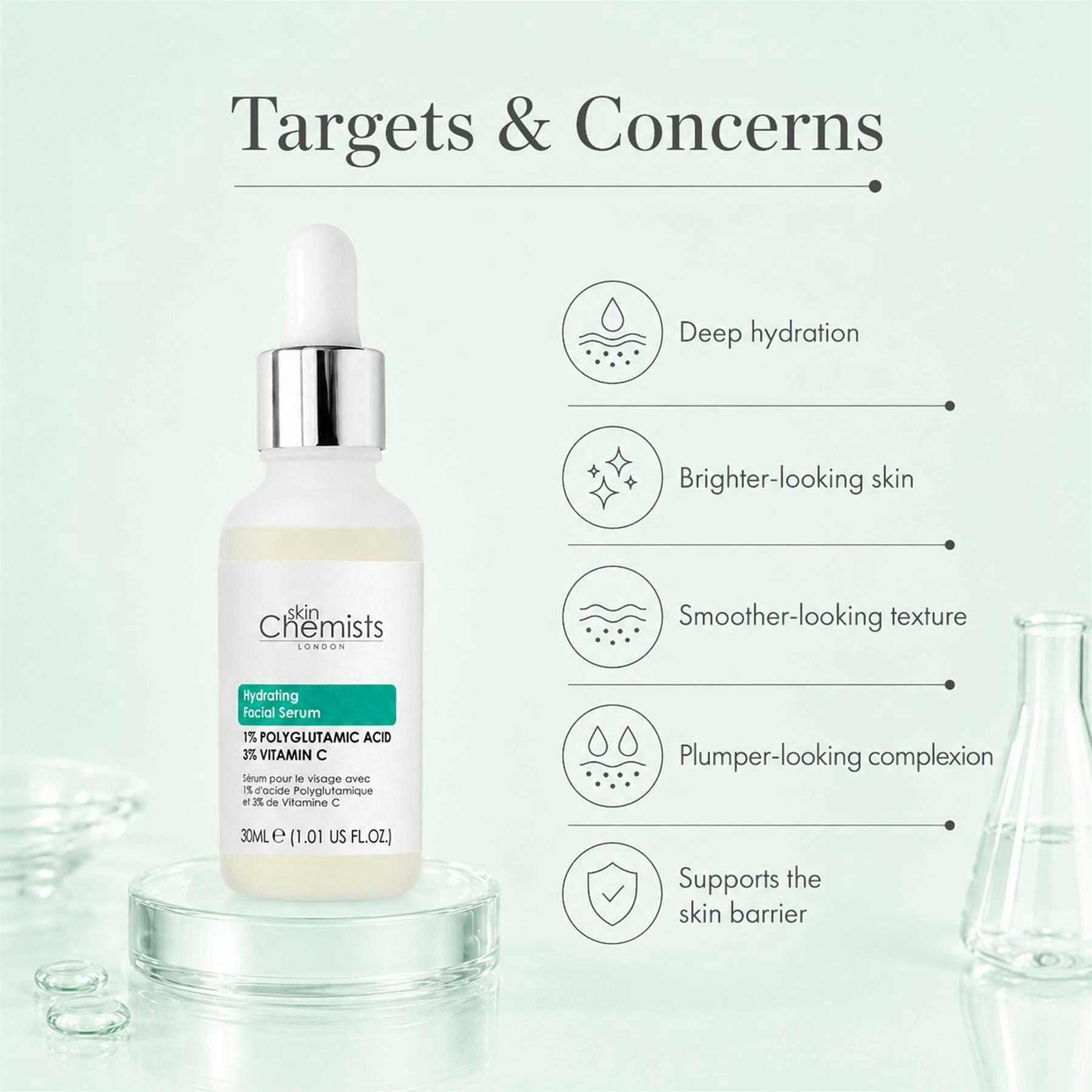 skinChemists Hydrating Polyglutamic Acid 1%, Vitamin C 3% Facial Serum 30ml , view 4 of 6