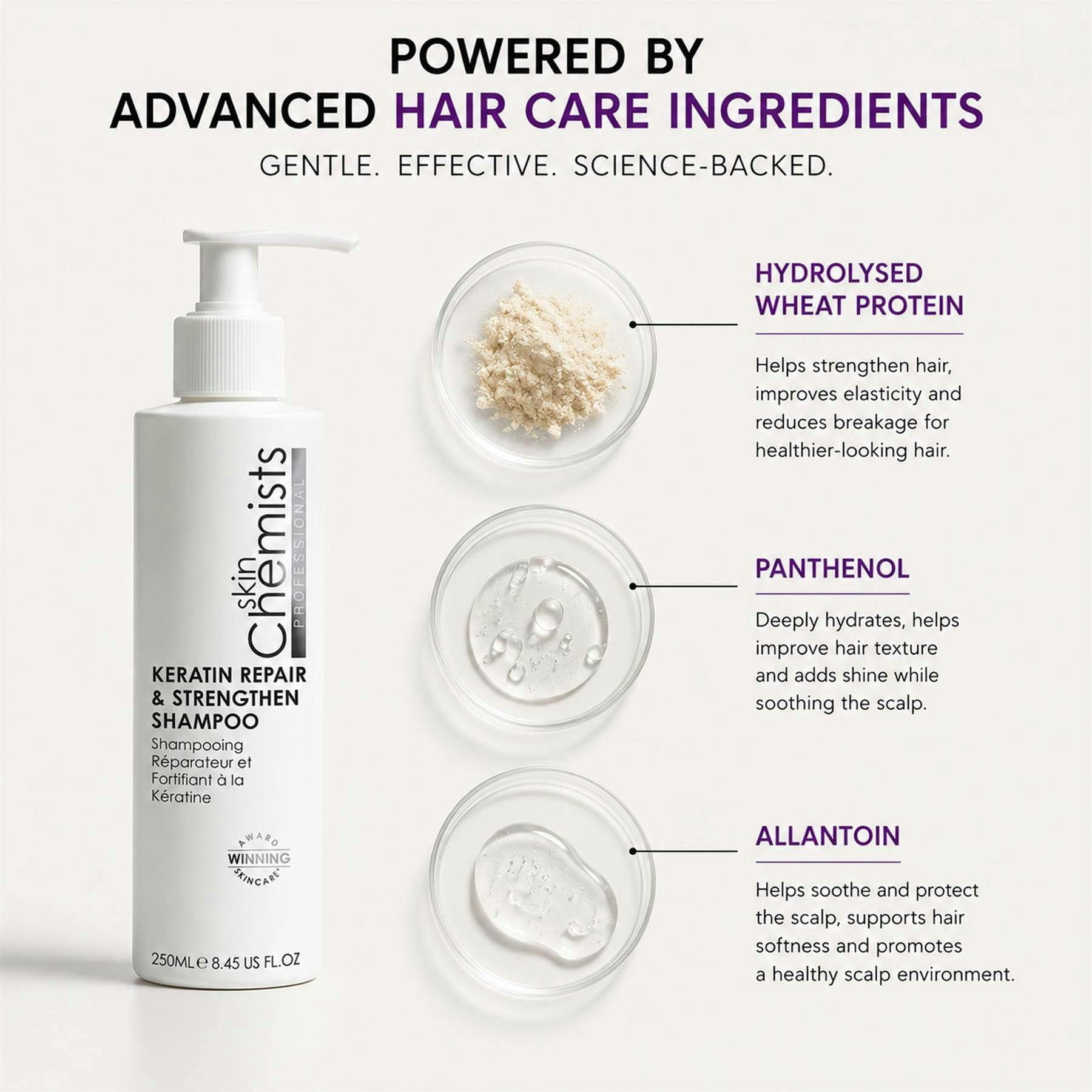 skinChemists Keratin Repair & Strengthen Shampoo 250ml , view 2 of 6