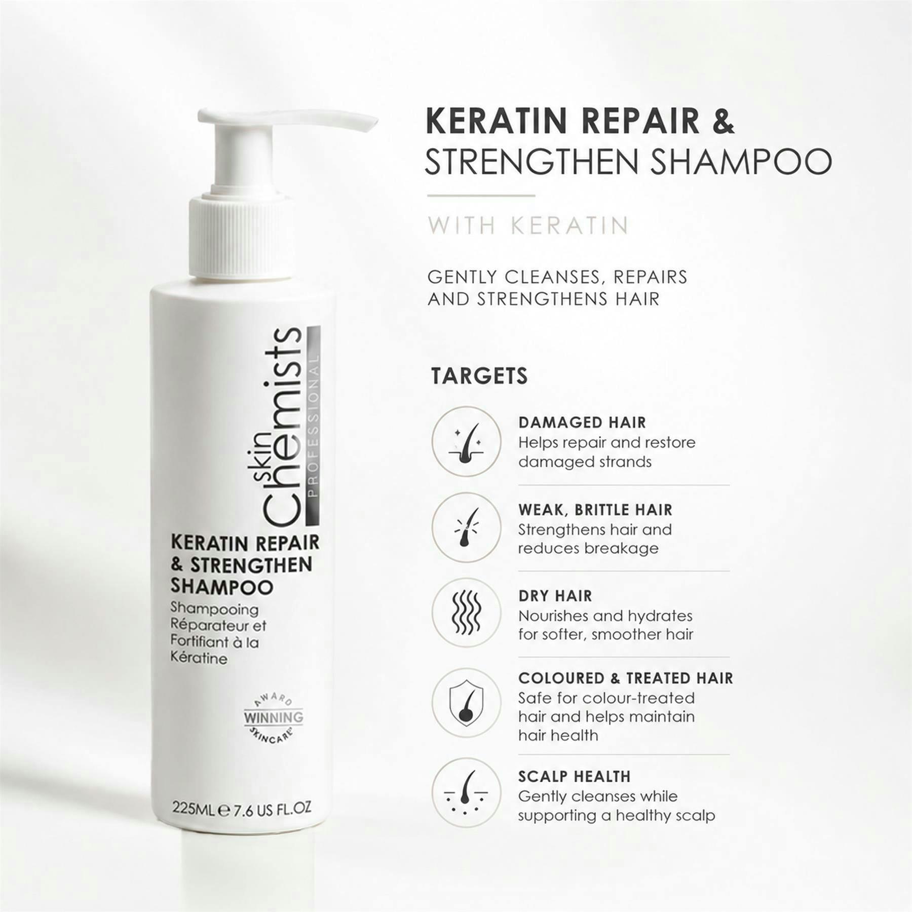 skinChemists Keratin Repair & Strengthen Shampoo 250ml , view 3 of 6