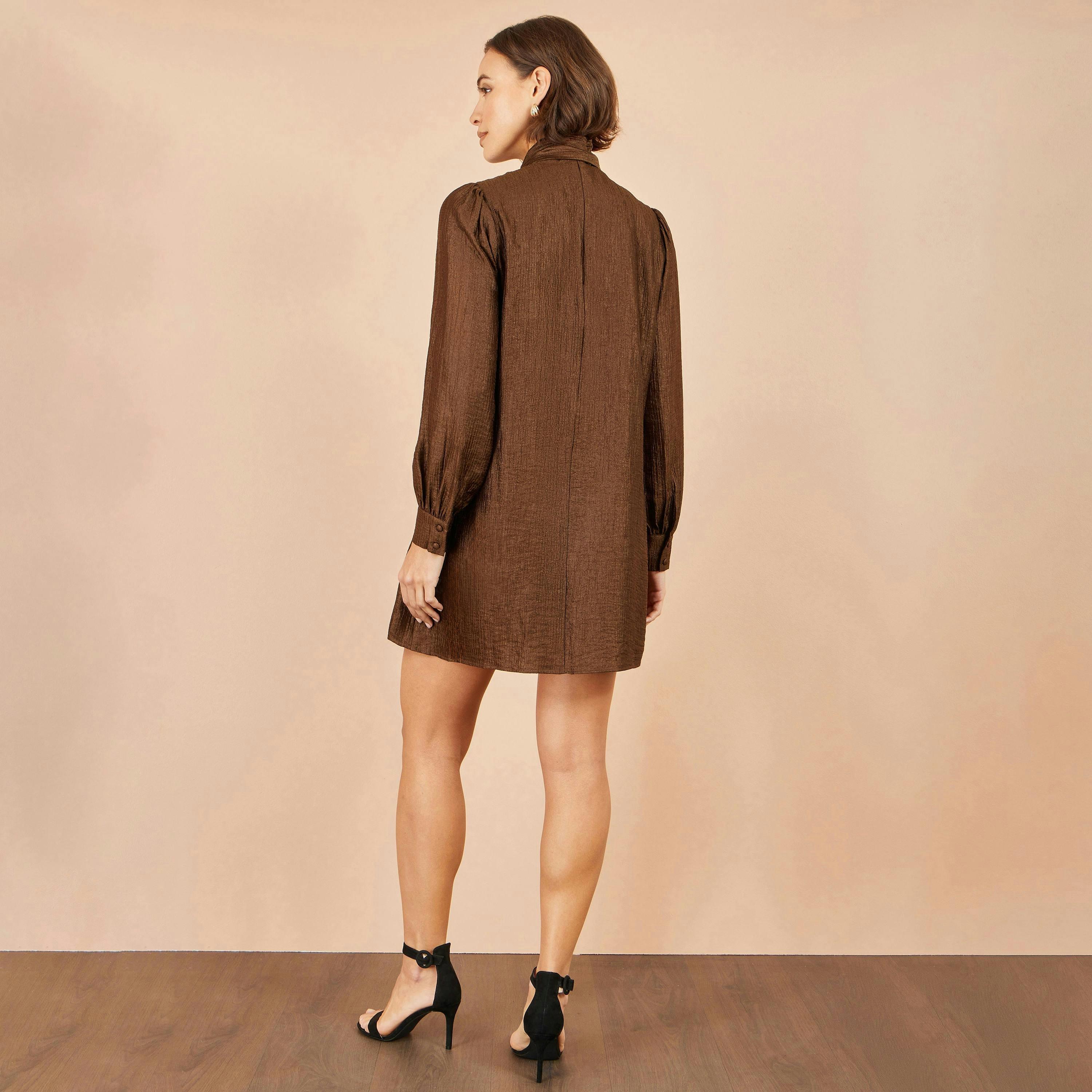 Yumi Brown Scarf Tunic Dress , view 4 of 5