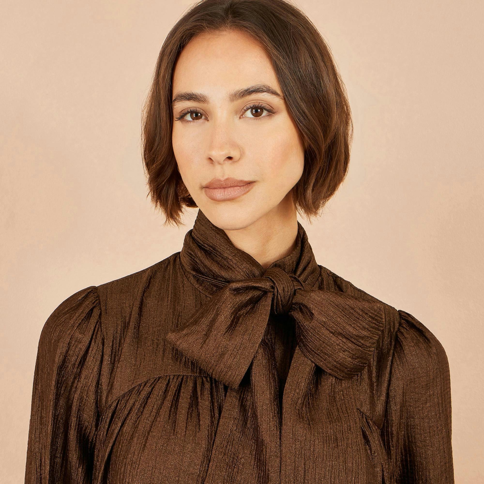 Yumi Brown Scarf Tunic Dress , view 5 of 5