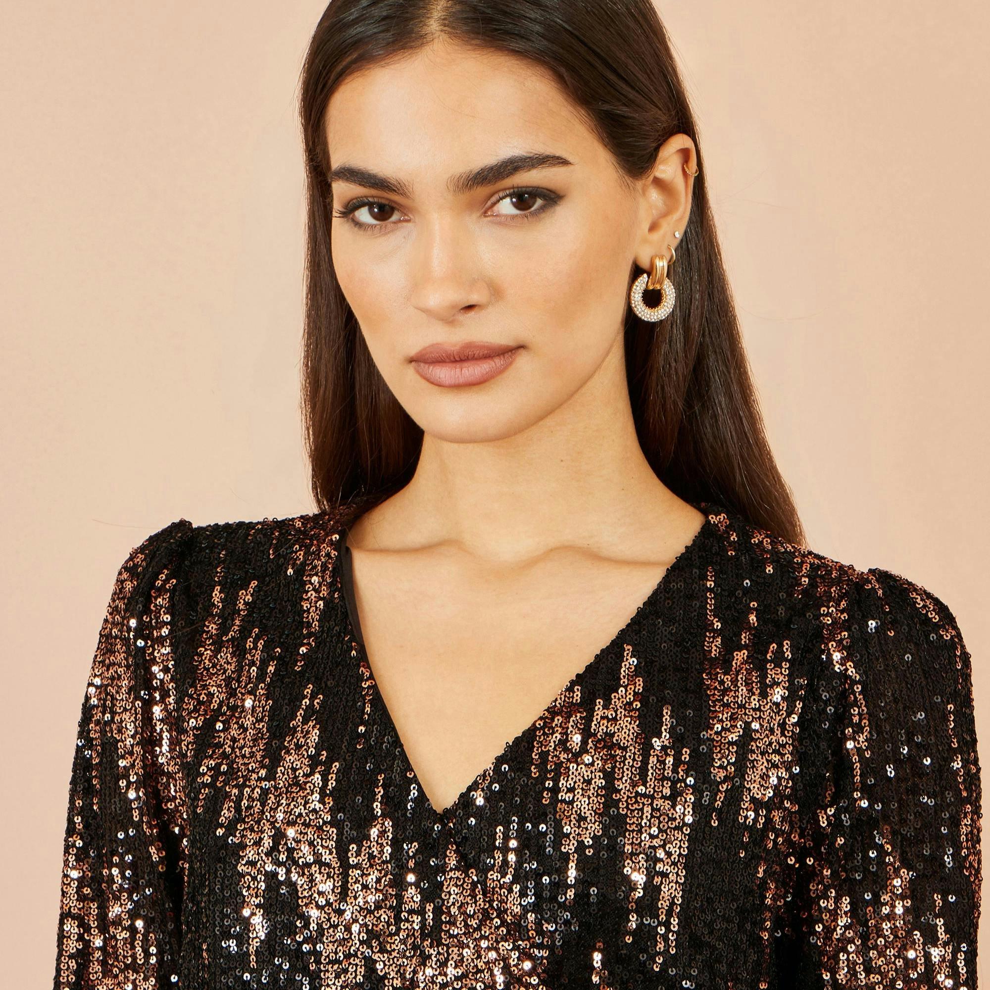 Yumi Multicolour Sequin Long Sleeve Wrap Top , view 5 of 5