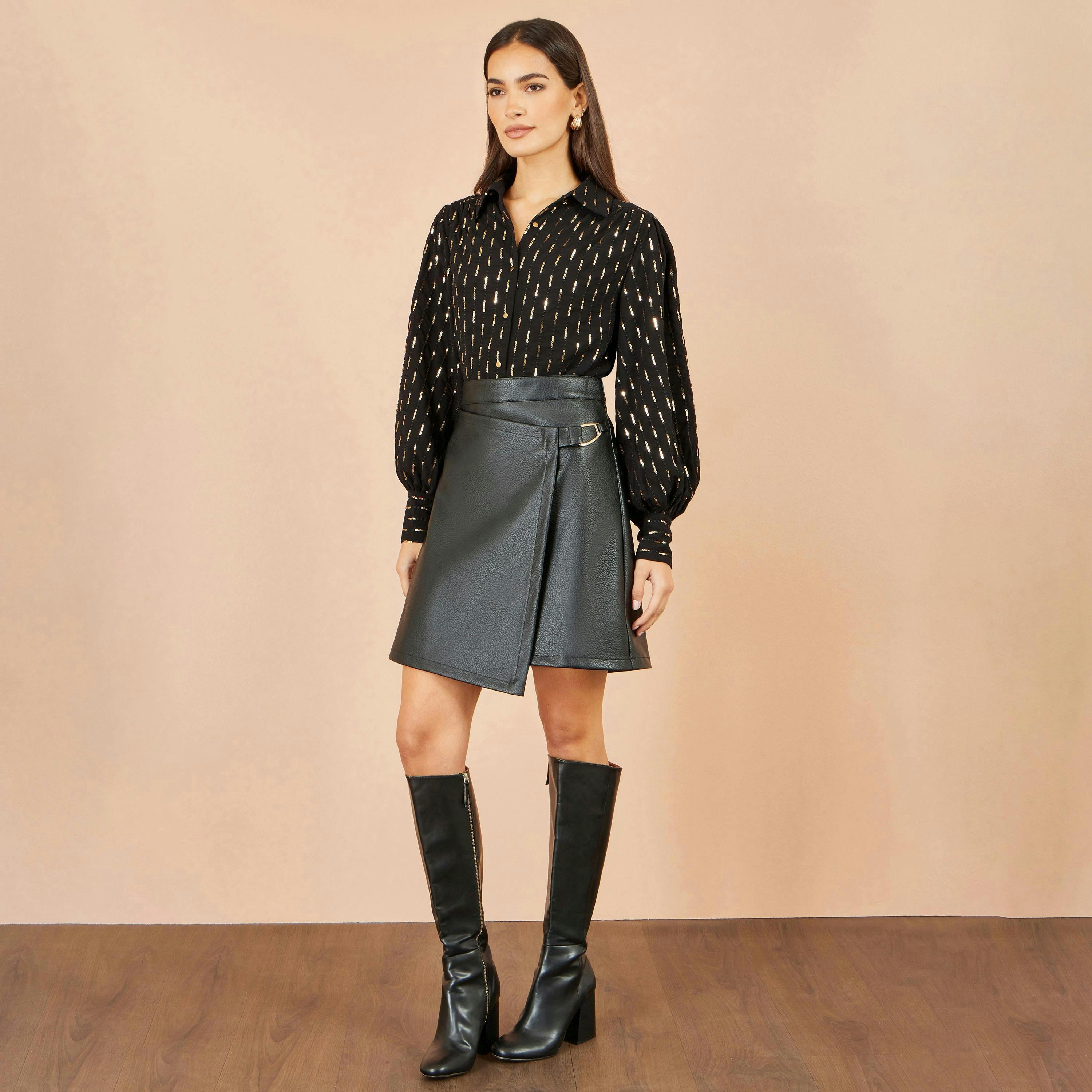 Yumi Black Sequin Dash Blouse , view 3 of 5
