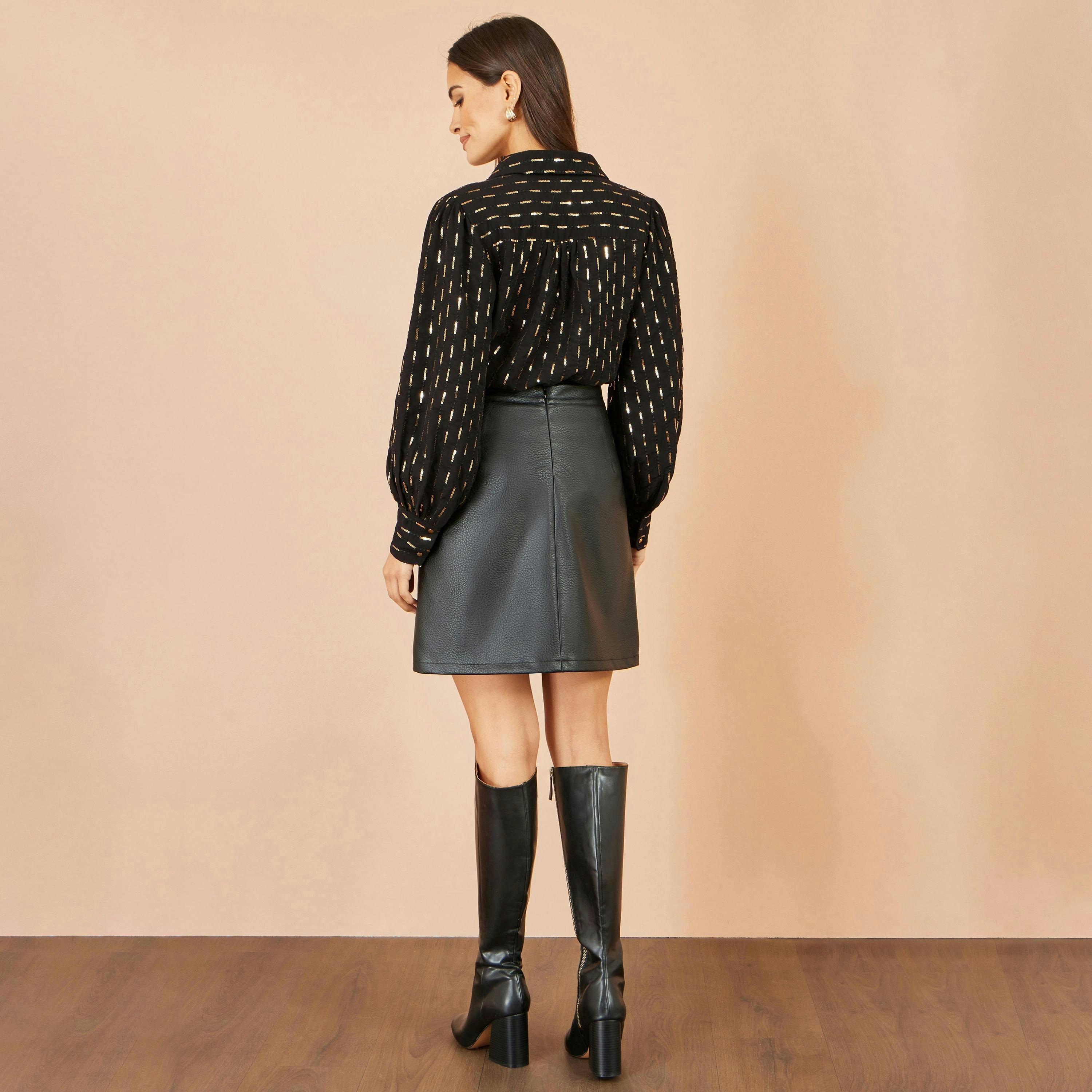 Yumi Black Sequin Dash Blouse , view 4 of 5