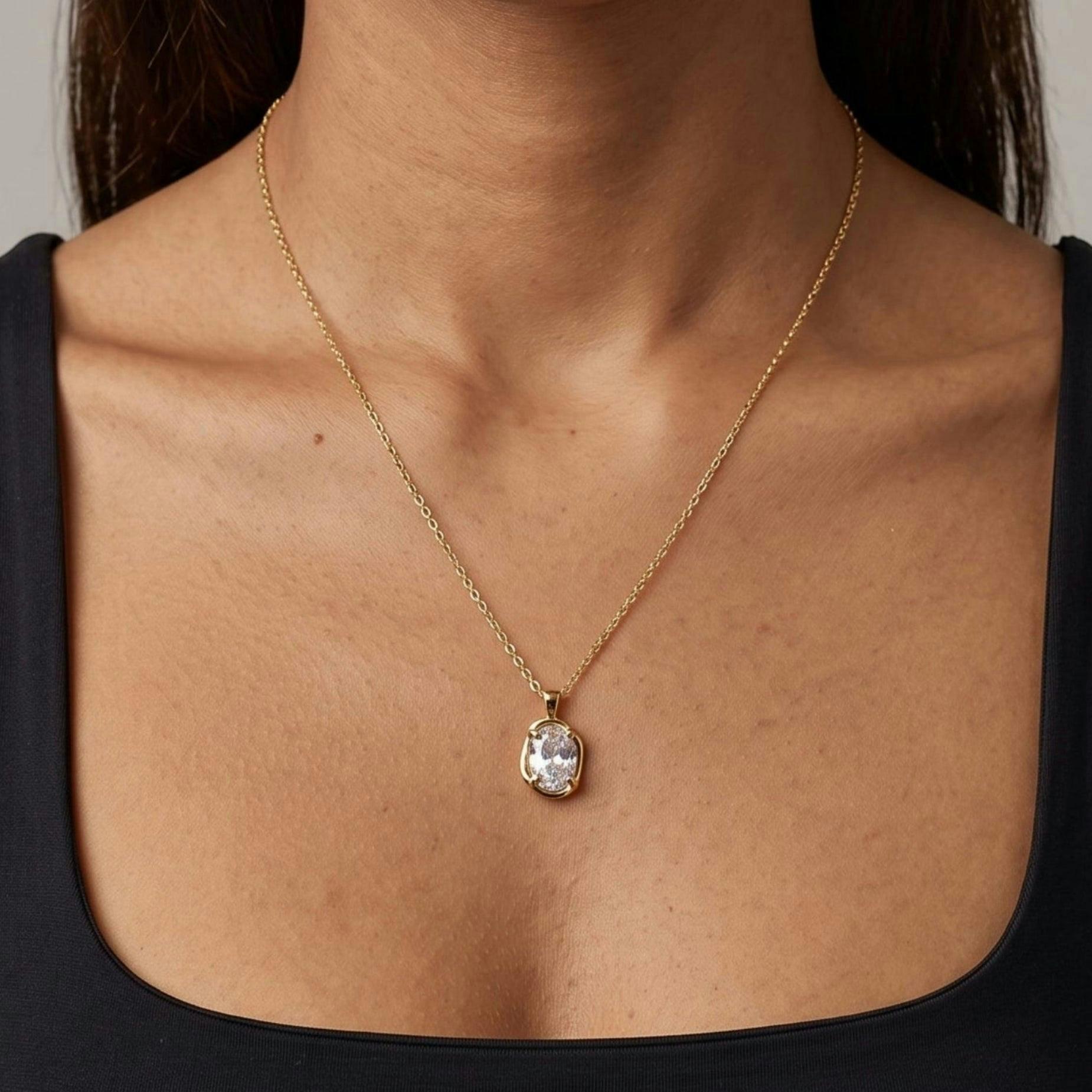 Enso Gold Stone Necklace , view 3 of 4