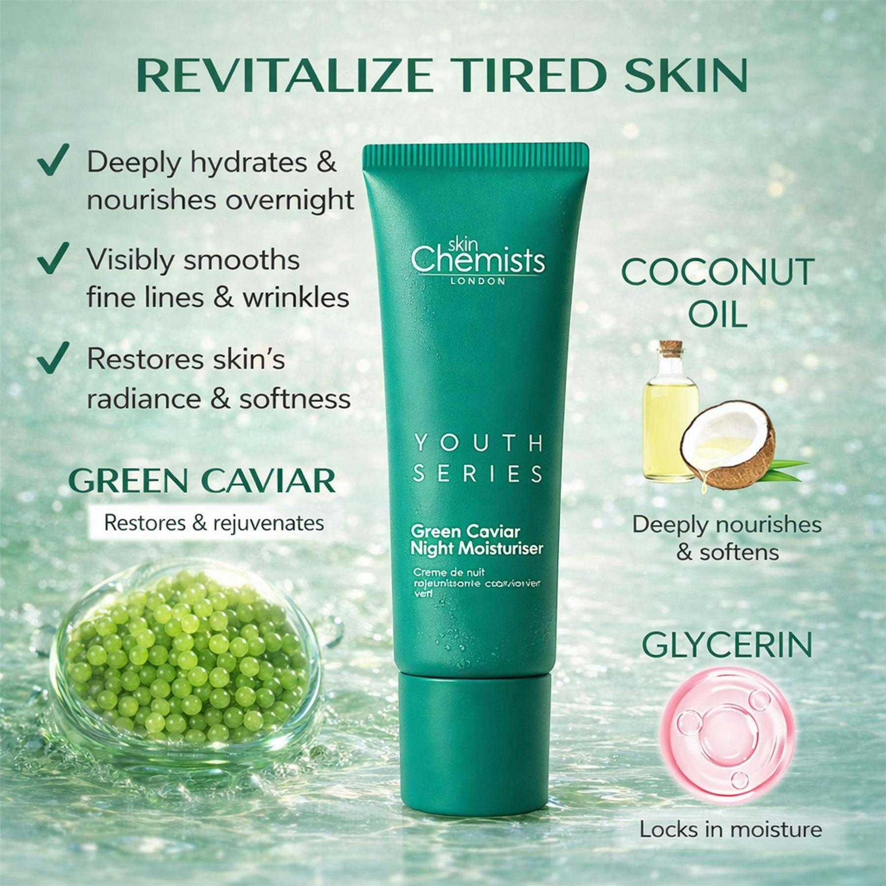 skinChemists Green Caviar Anti-Ageing Night Moisturiser 50ml , view 5 of 6